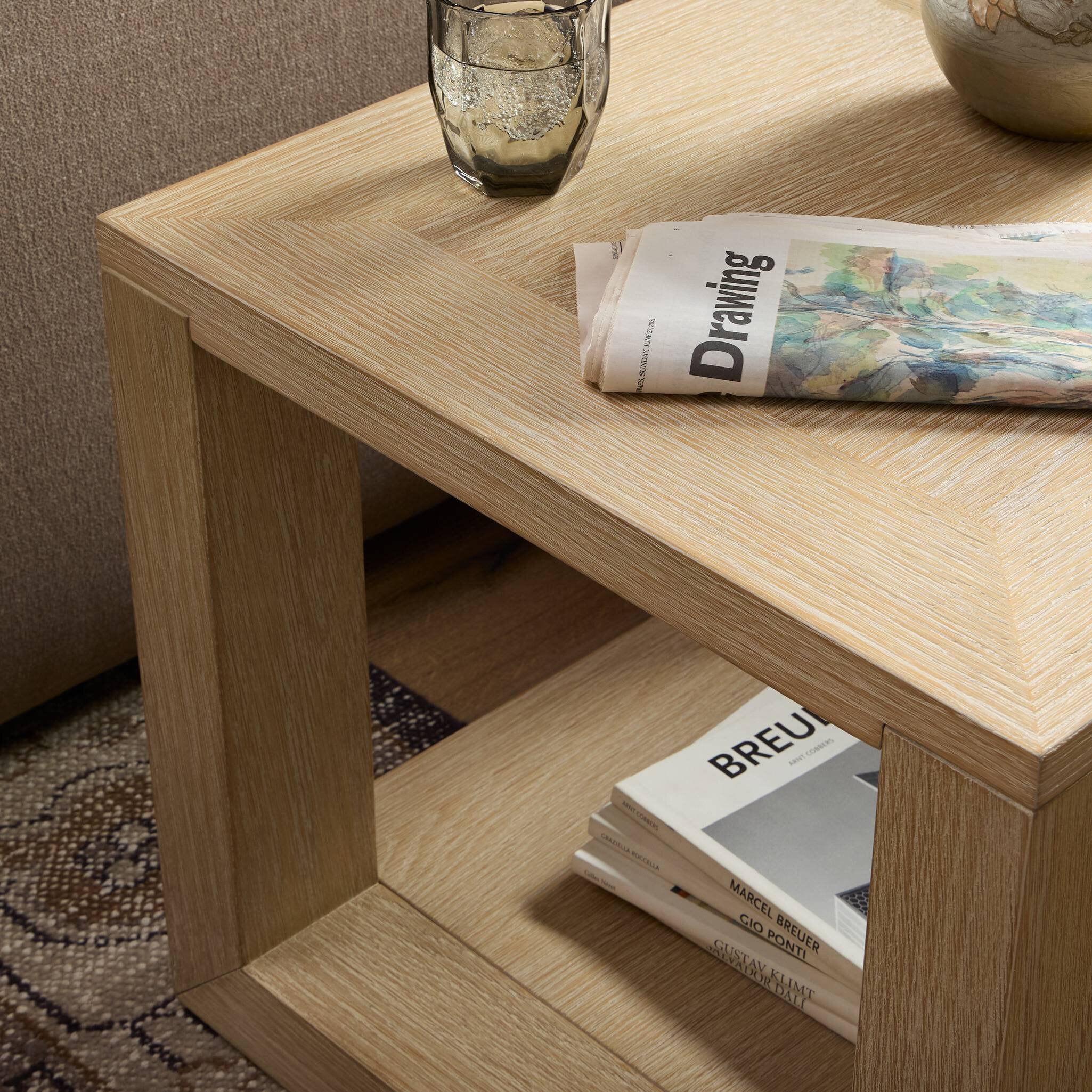 Four Hands Thomas End Table — Bleached Oak Veneer