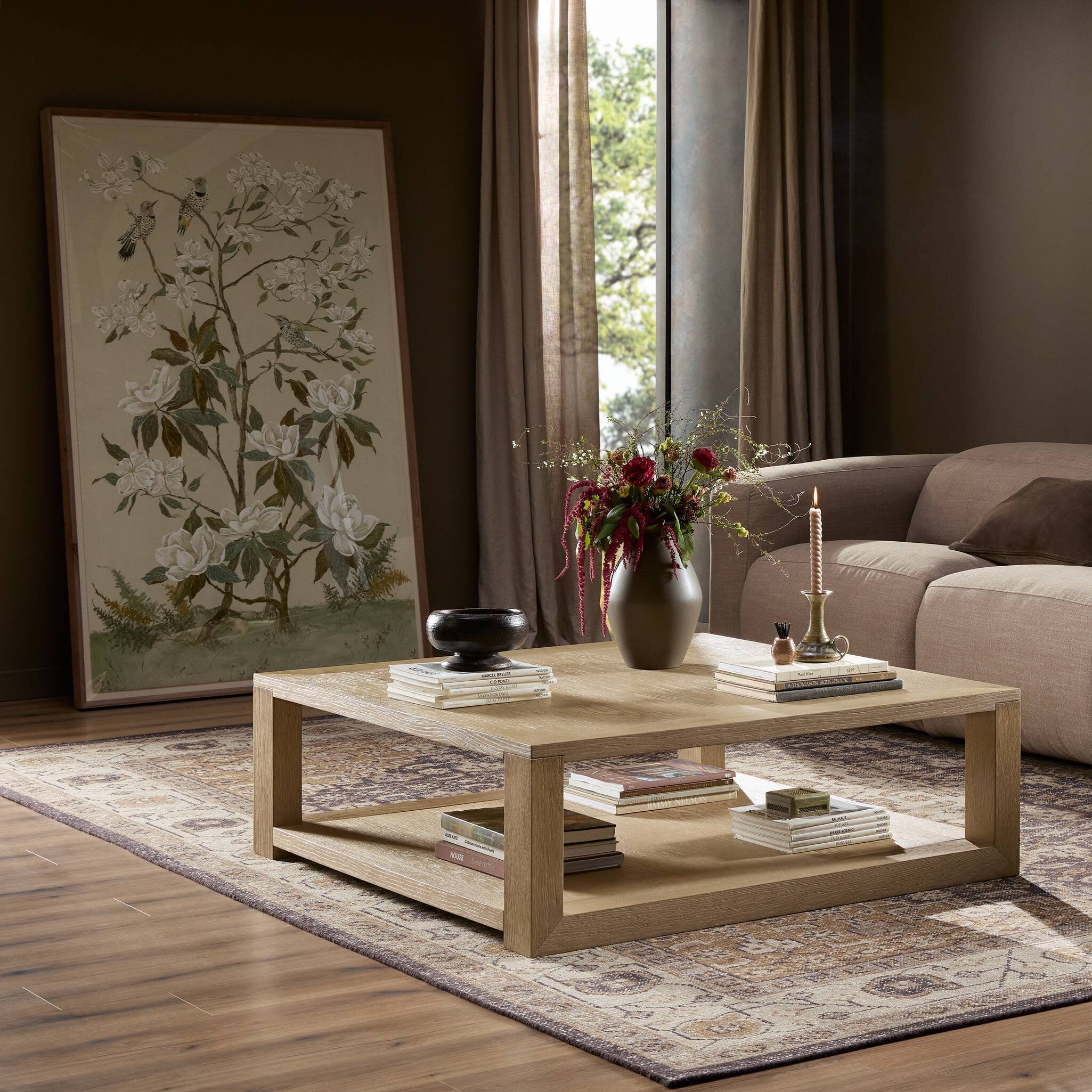 Four Hands Thomas Square Coffee Table — Bleached Oak Veneer