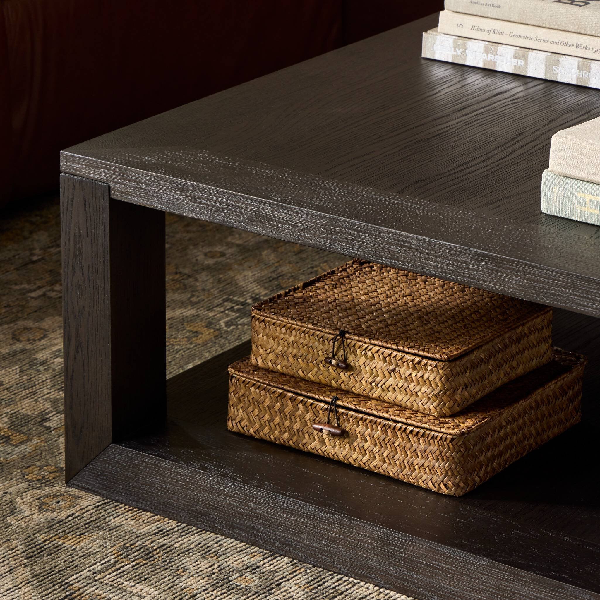 Four Hands Thomas Square Coffee Table — Dark Anthracite Oak-Dark Anthracite Oak Veneer