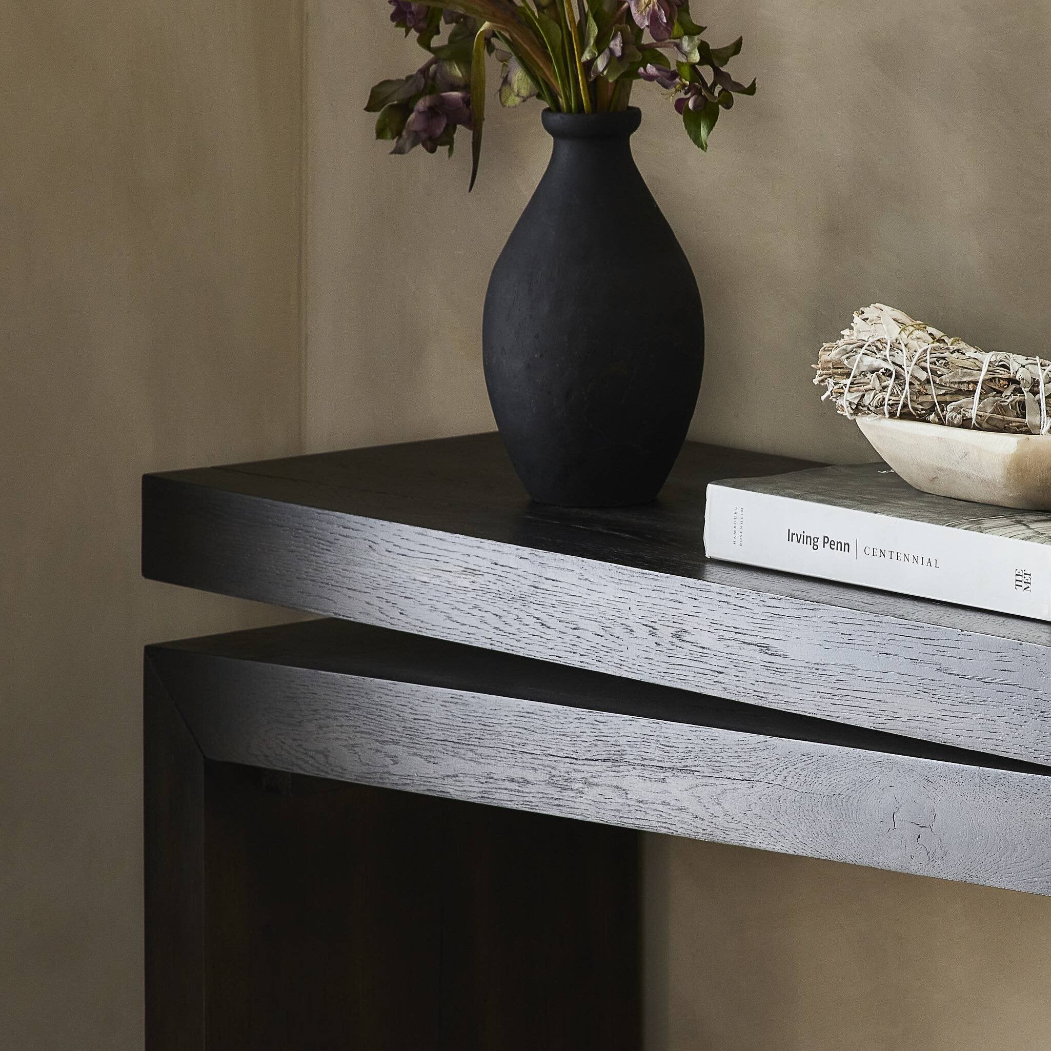 Four Hands Matthes Console Table - 60" — Smoked Black Veneer