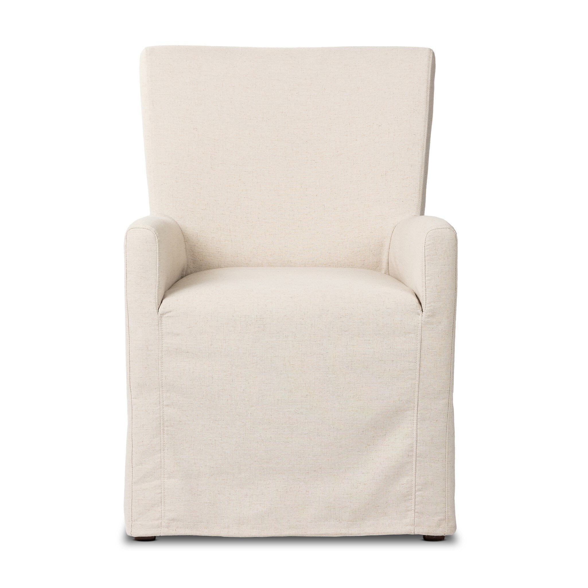 Four Hands Vista Slipcovered Dining Armchair — Savile Flax-Coffee Bean