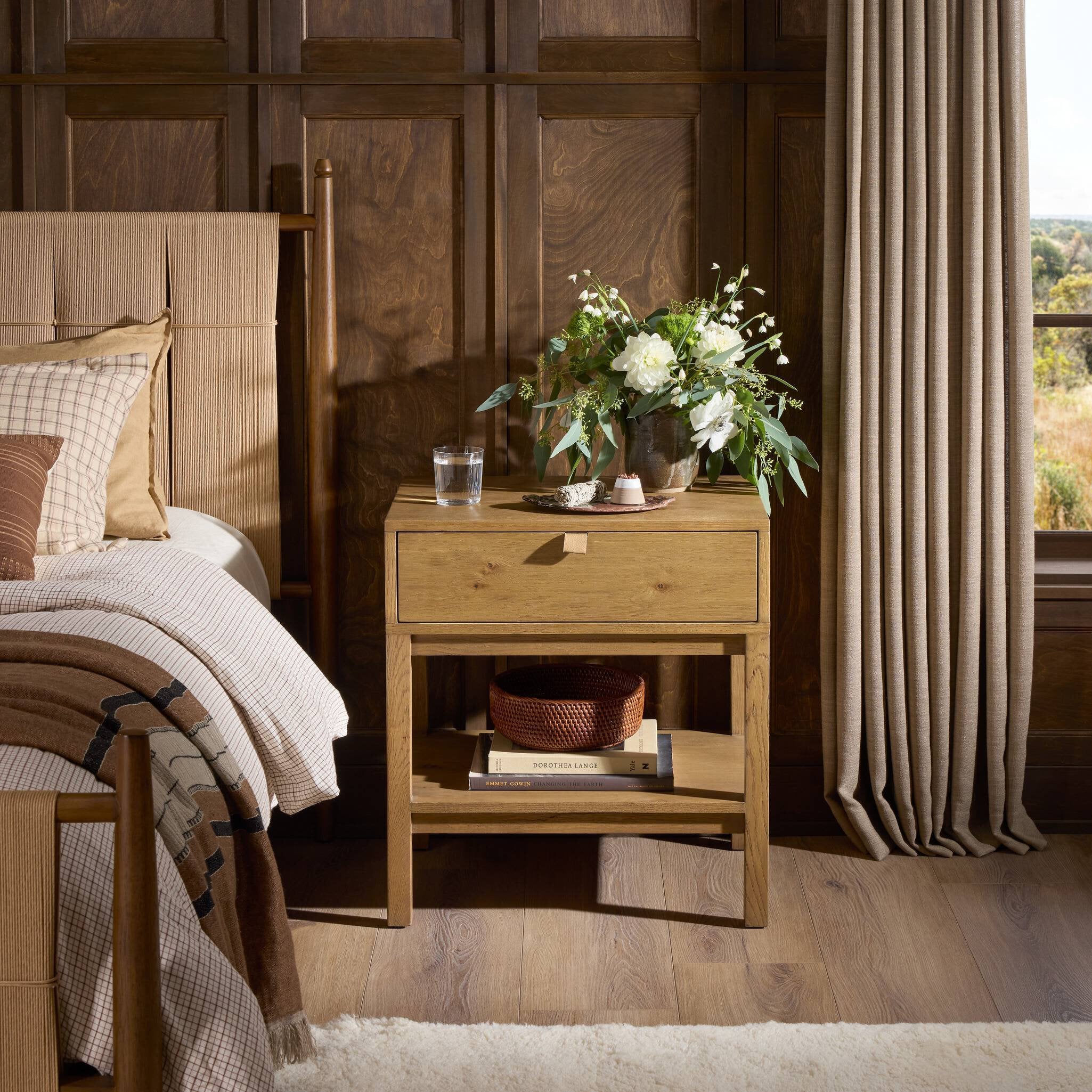 Four Hands Tula Nightstand — Worn Oak Veneer-Worn Oak-Palermo Drift
