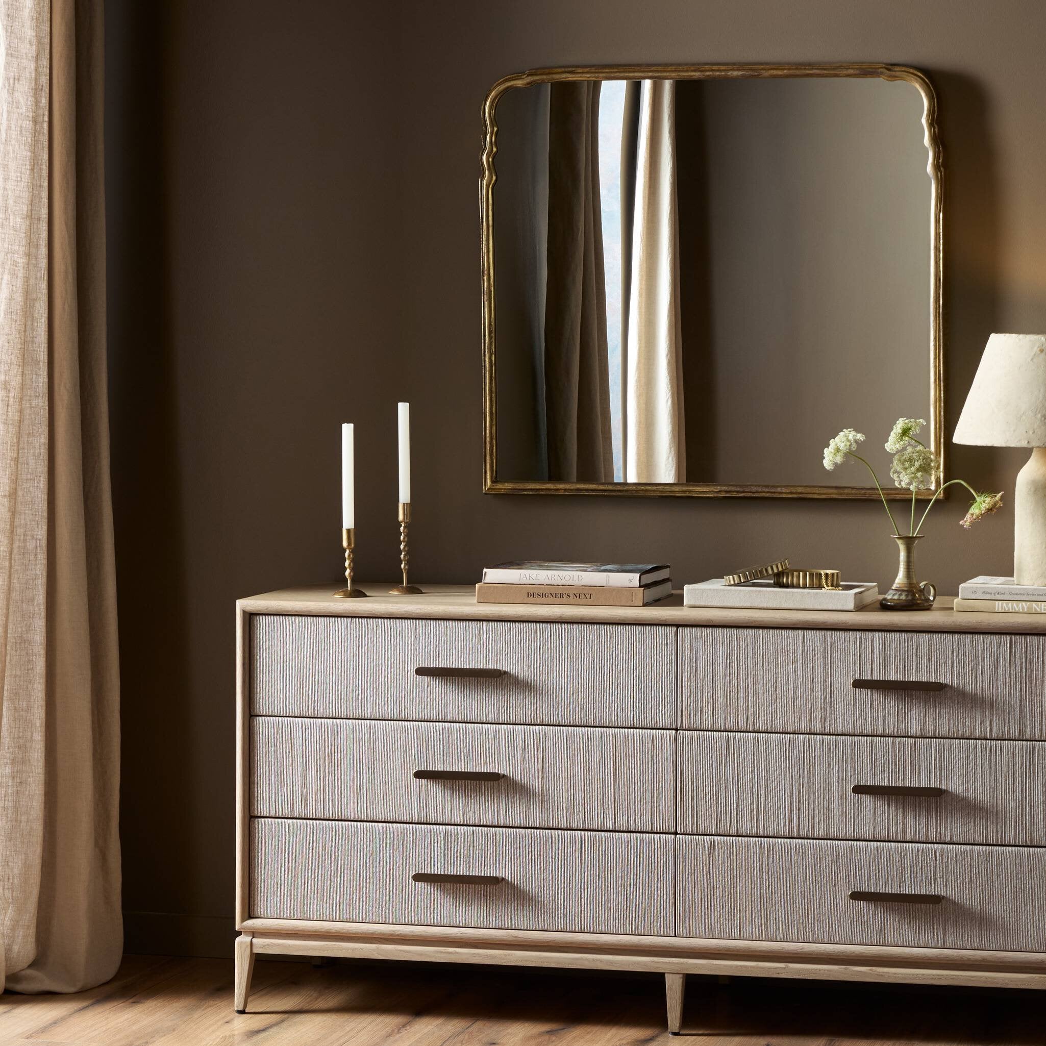Four Hands Loire Mantel Mirror — Antiqued Gold Leaf-Mirror