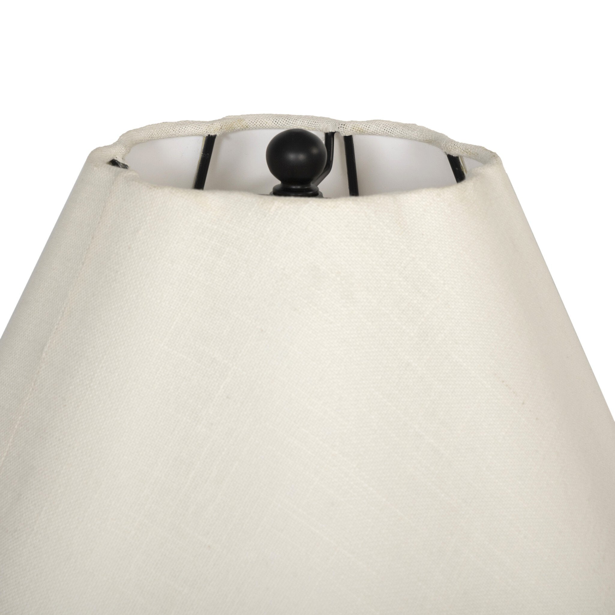 Four Hands Isabeau Floor Lamp — Cream Linen-Black Cast Iron-Black Cord
