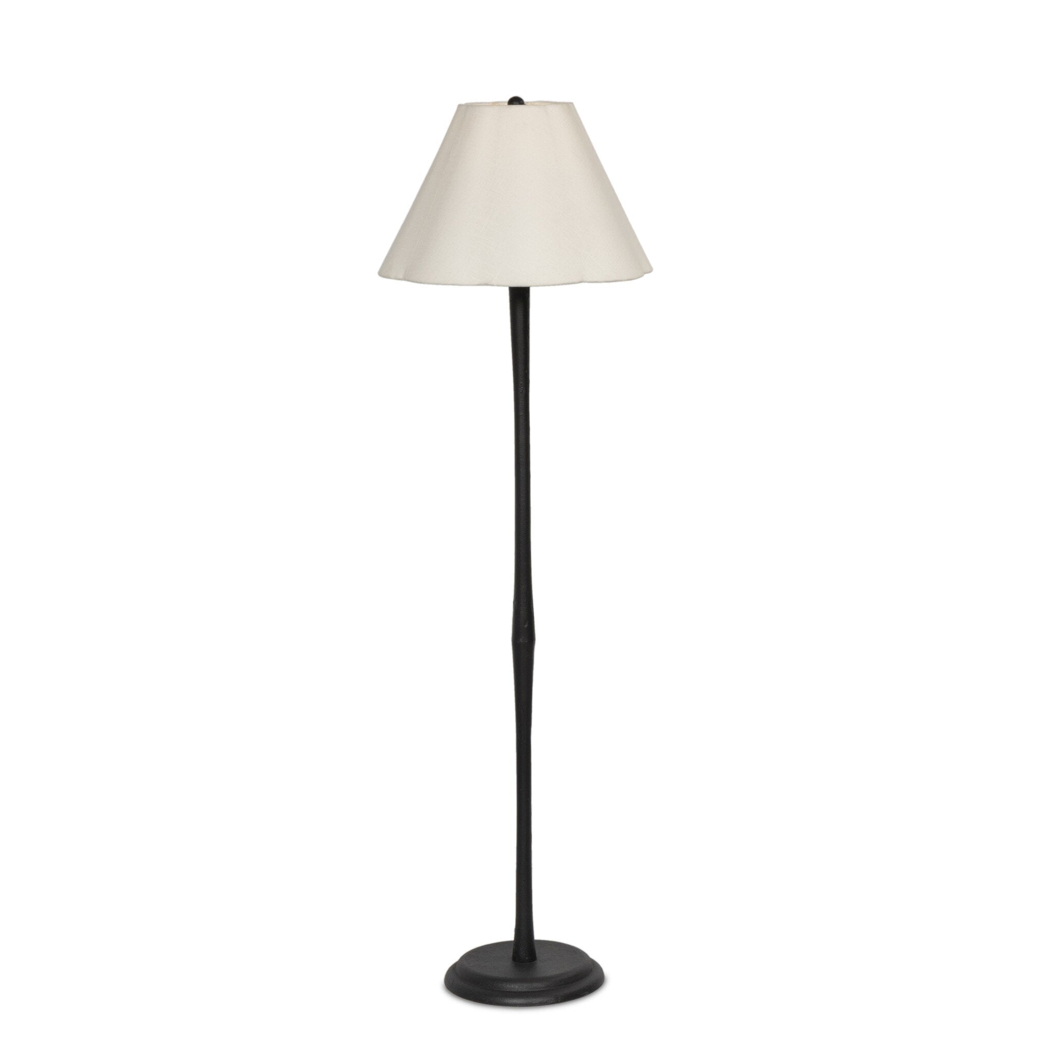 Four Hands Isabeau Floor Lamp — Cream Linen-Black Cast Iron-Black Cord