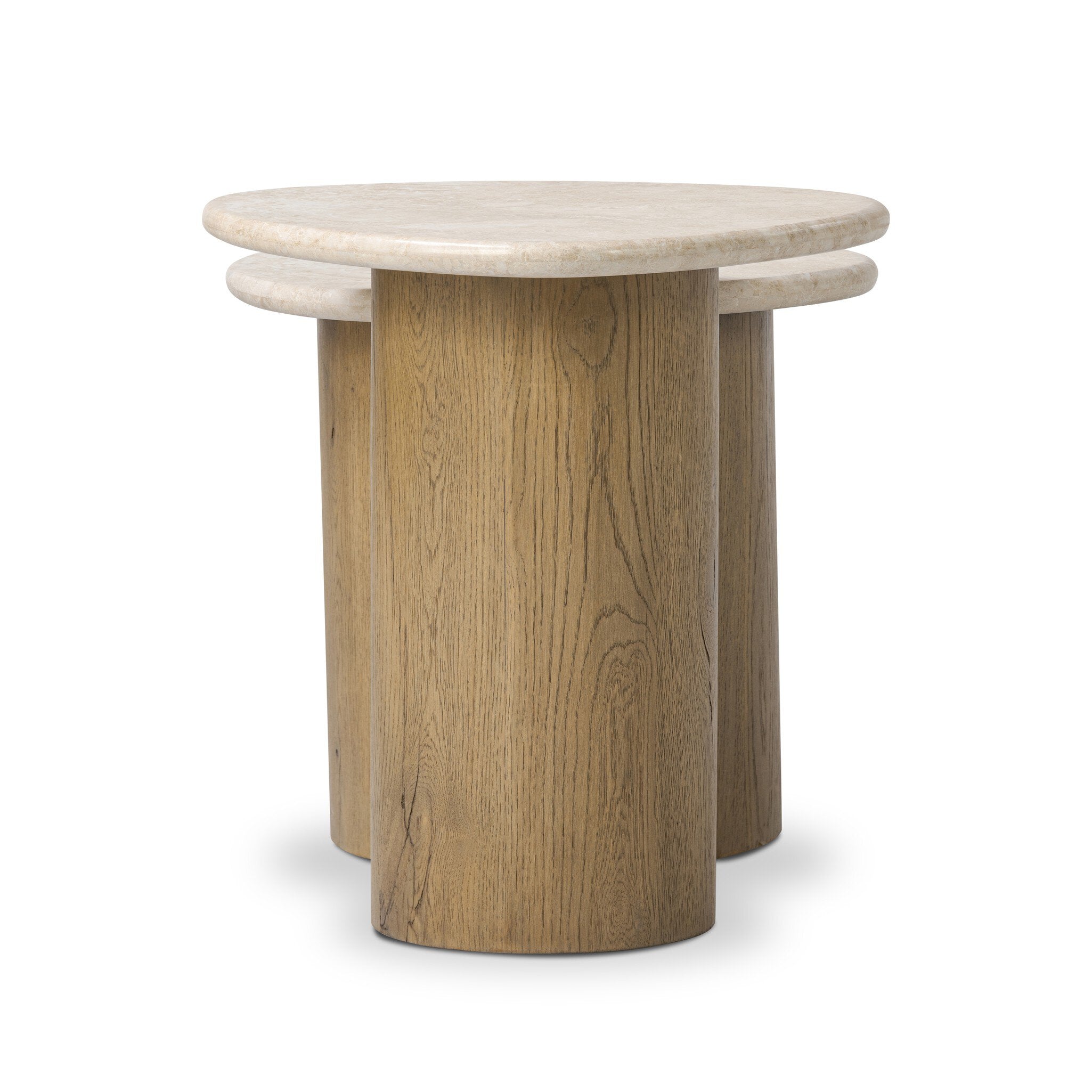 Four Hands Kovo Nesting End Tables — Cappuccino Marble-Rubbed Light Oak Veneer