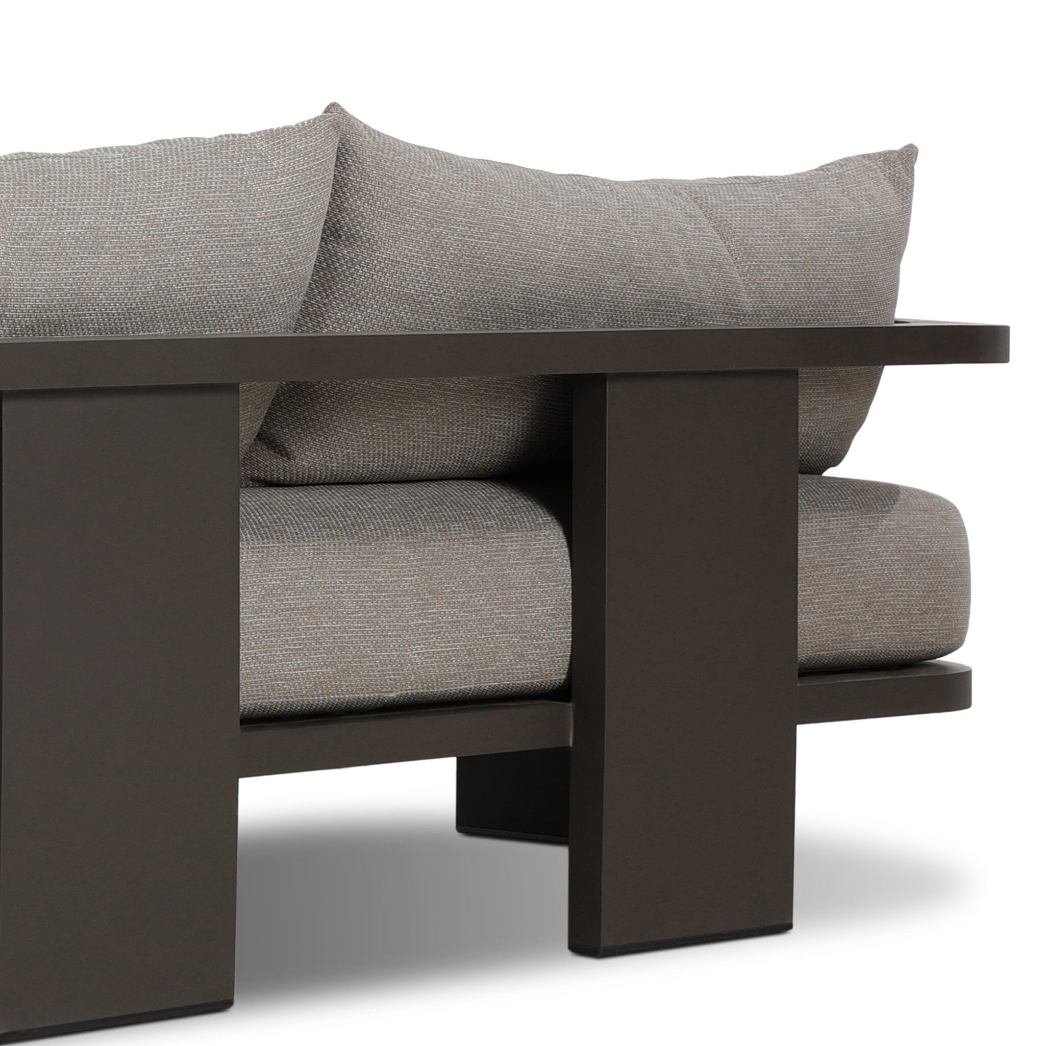 Four Hands Tahana Outdoor Metal Sofa-96" — Casa Grey-Bronze