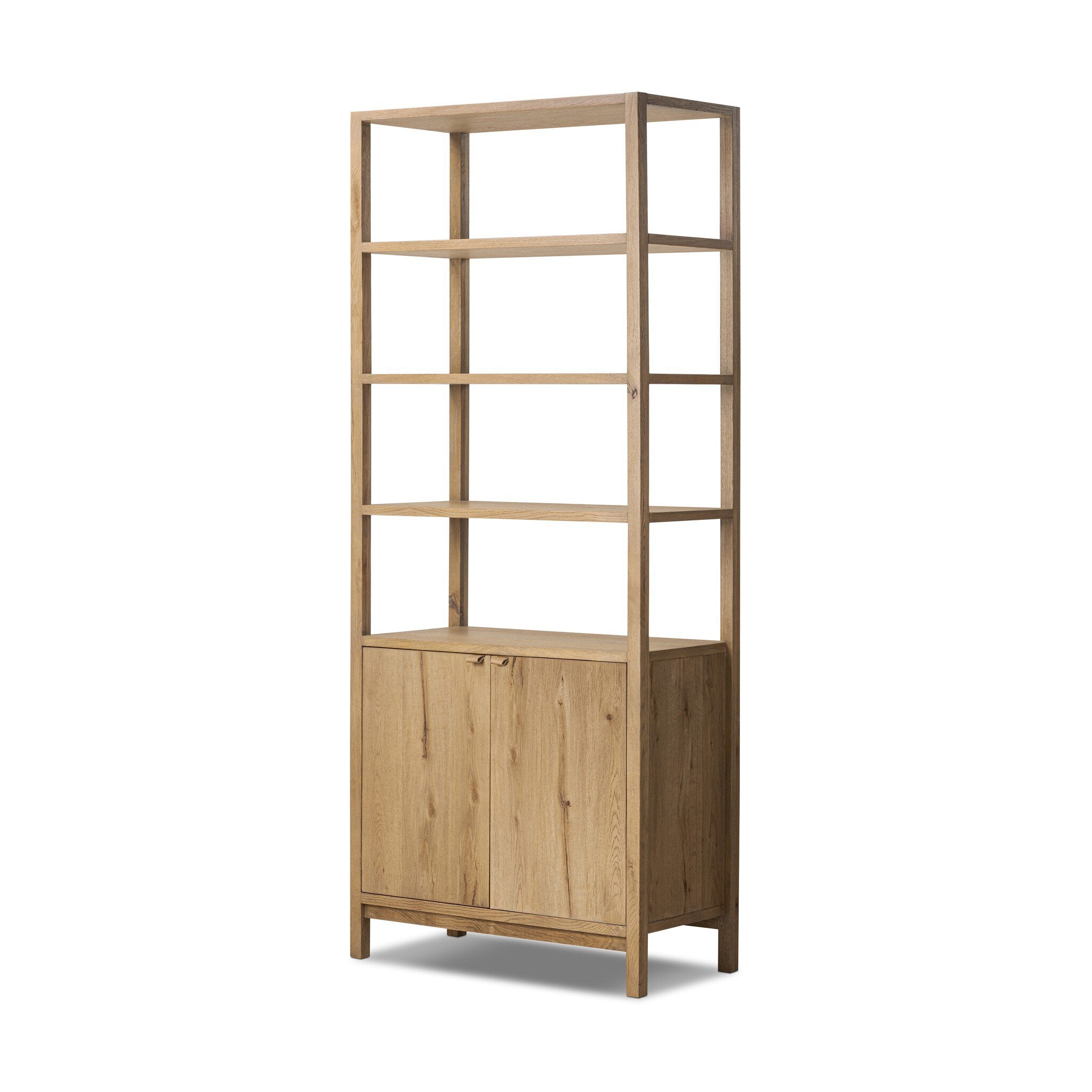 Four Hands Tula Bookcase — Worn Oak-Worn Oak Veneer-Palermo Drift