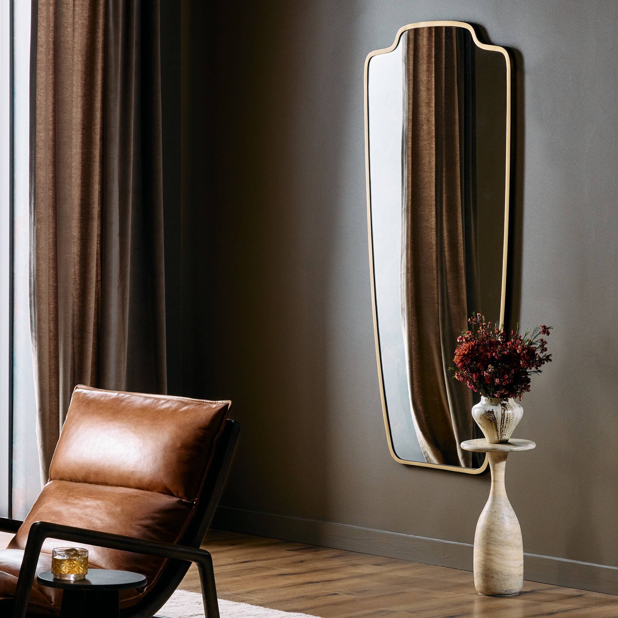 Four Hands Vault Mirror — Antique Brass Iron-Mirror