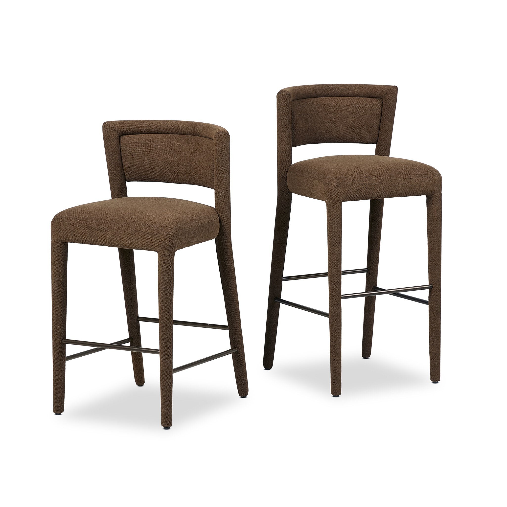 Four Hands Beverly Bar + Counter Stool — Crypton Nomad Mushroom-Gris Gunmetal Iron-Bar