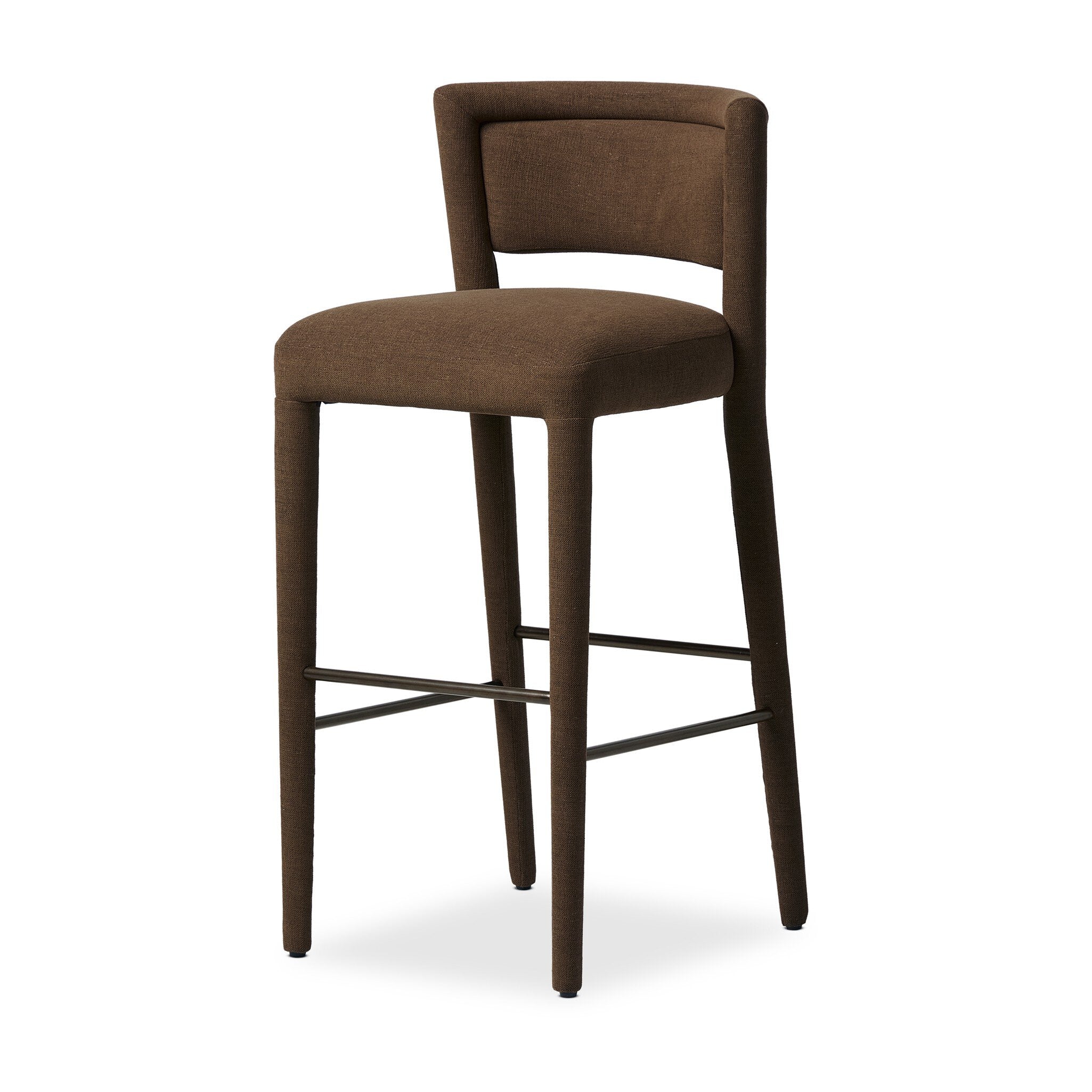 Four Hands Beverly Bar + Counter Stool — Crypton Nomad Mushroom-Gris Gunmetal Iron-Bar