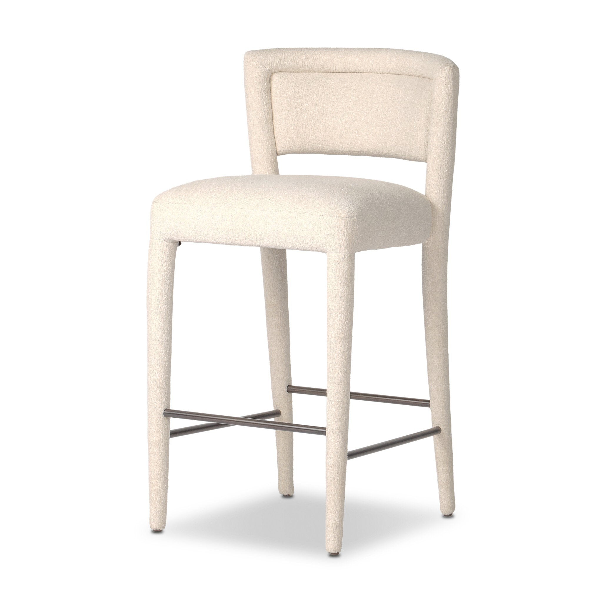 Four Hands Beverly Bar + Counter Stool — Crypton Wayfarer Snow-Gris Gunmetal Iron-Counter