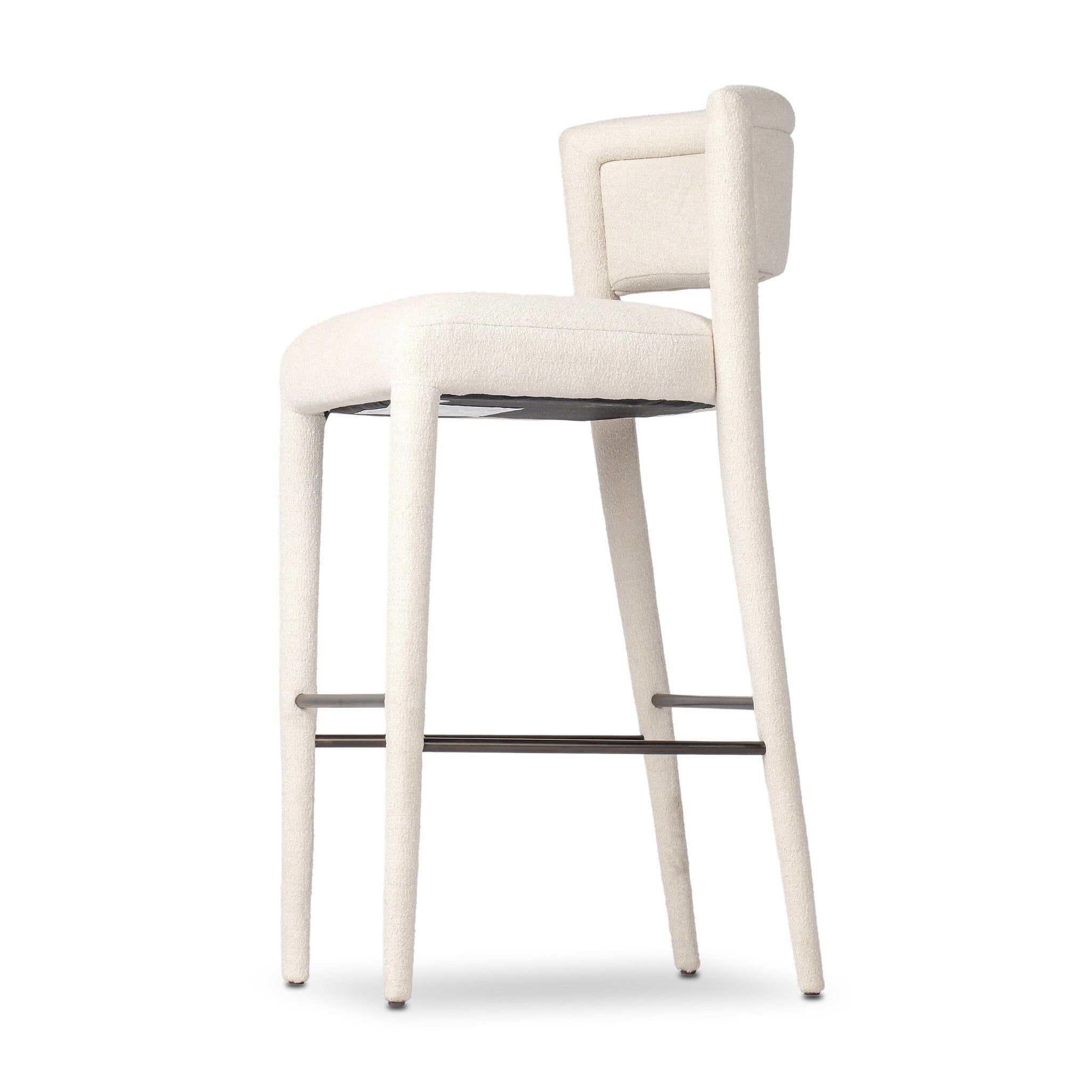 Four Hands Beverly Bar + Counter Stool — Crypton Wayfarer Snow-Gris Gunmetal Iron-Bar