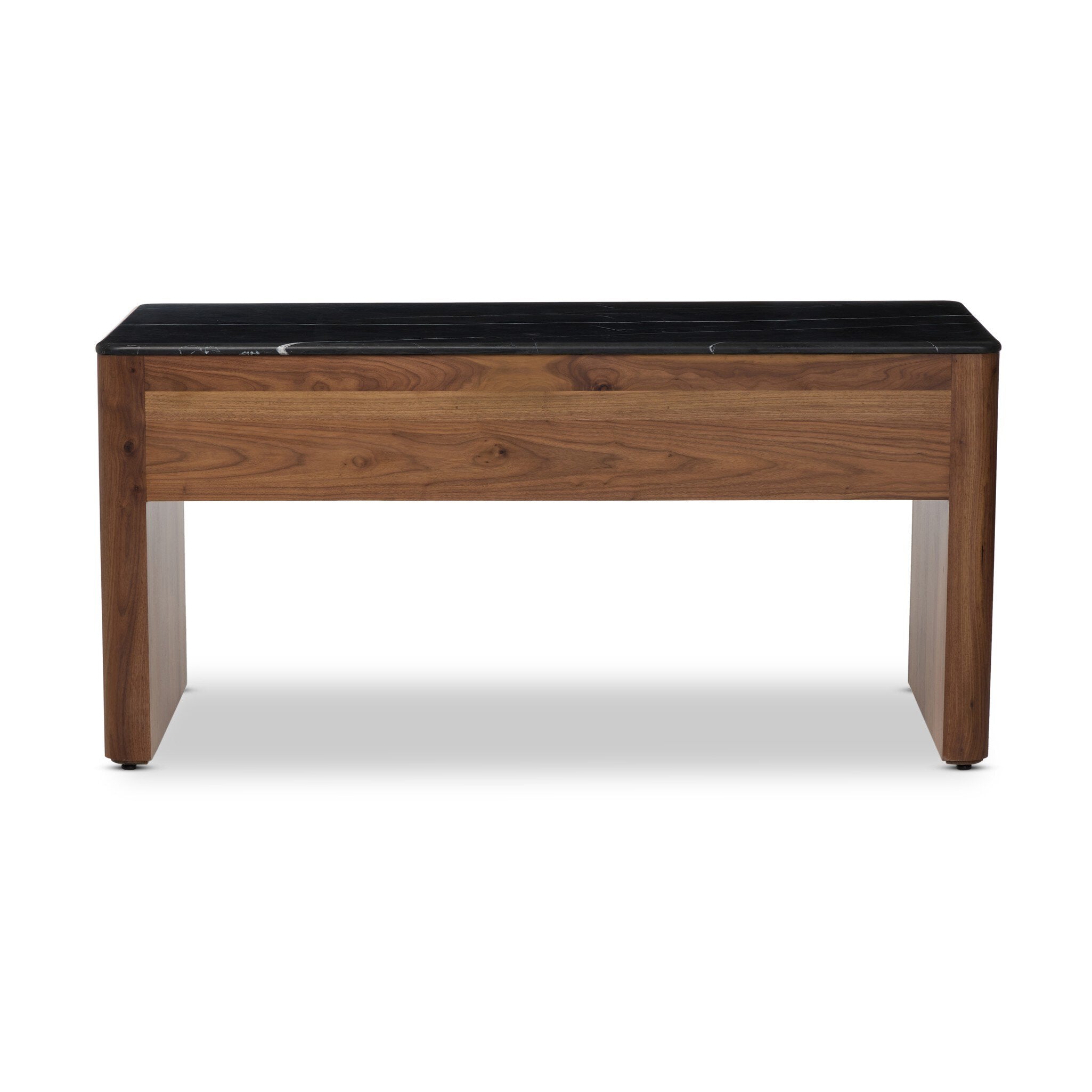 Four Hands Tatum Desk — Walnut Natural-Black Marble-Black Steel