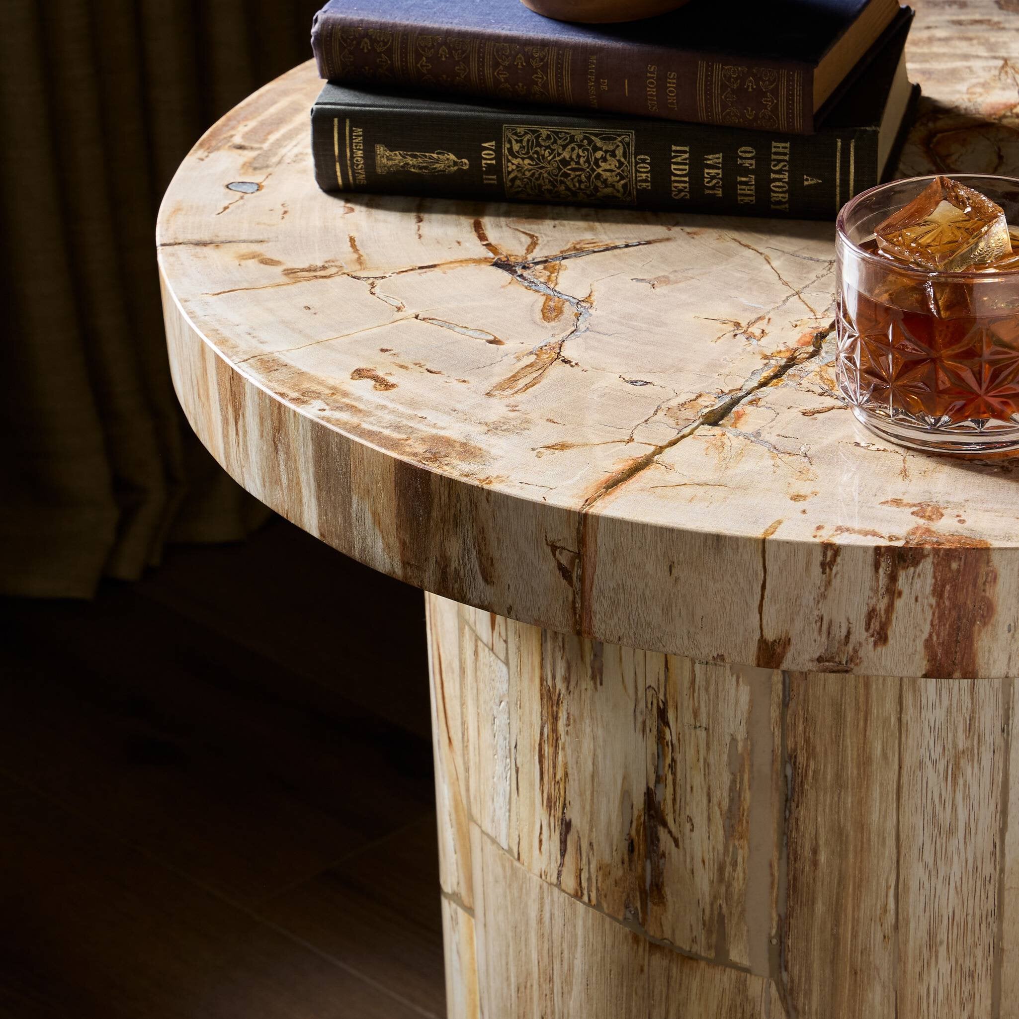 Four Hands Aida End Table — Light Petrified Wood
