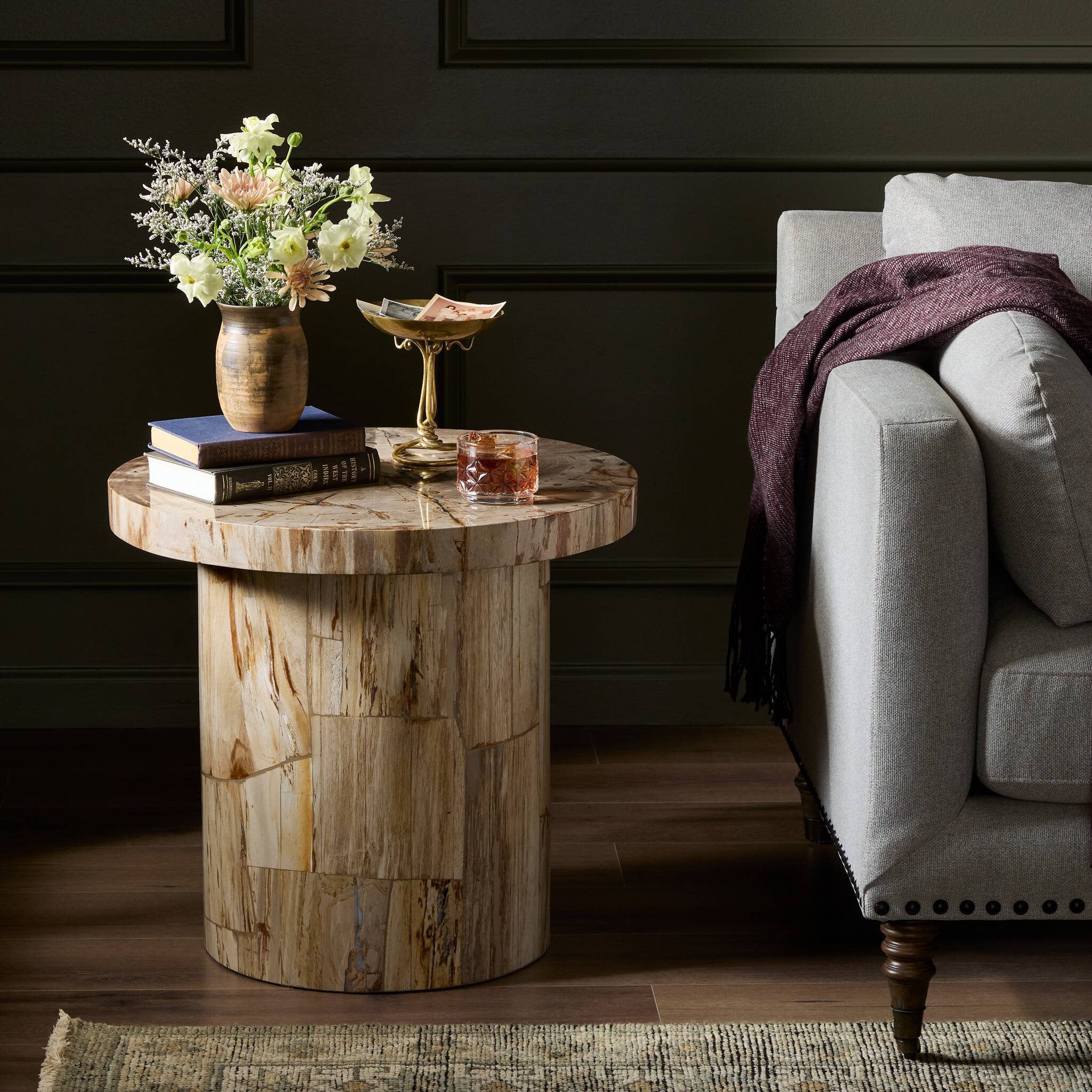 Four Hands Aida End Table — Light Petrified Wood