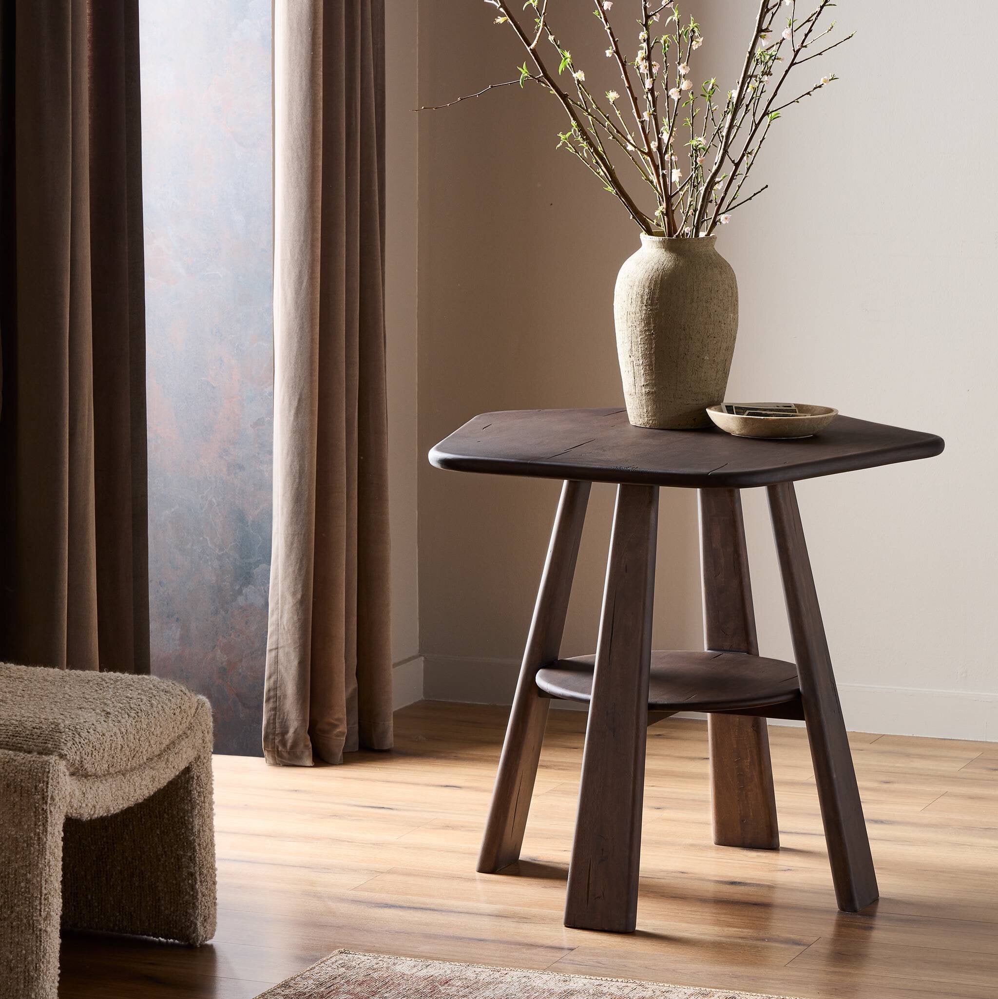 Four Hands Brennon End Table — Aged Belgium Bleach