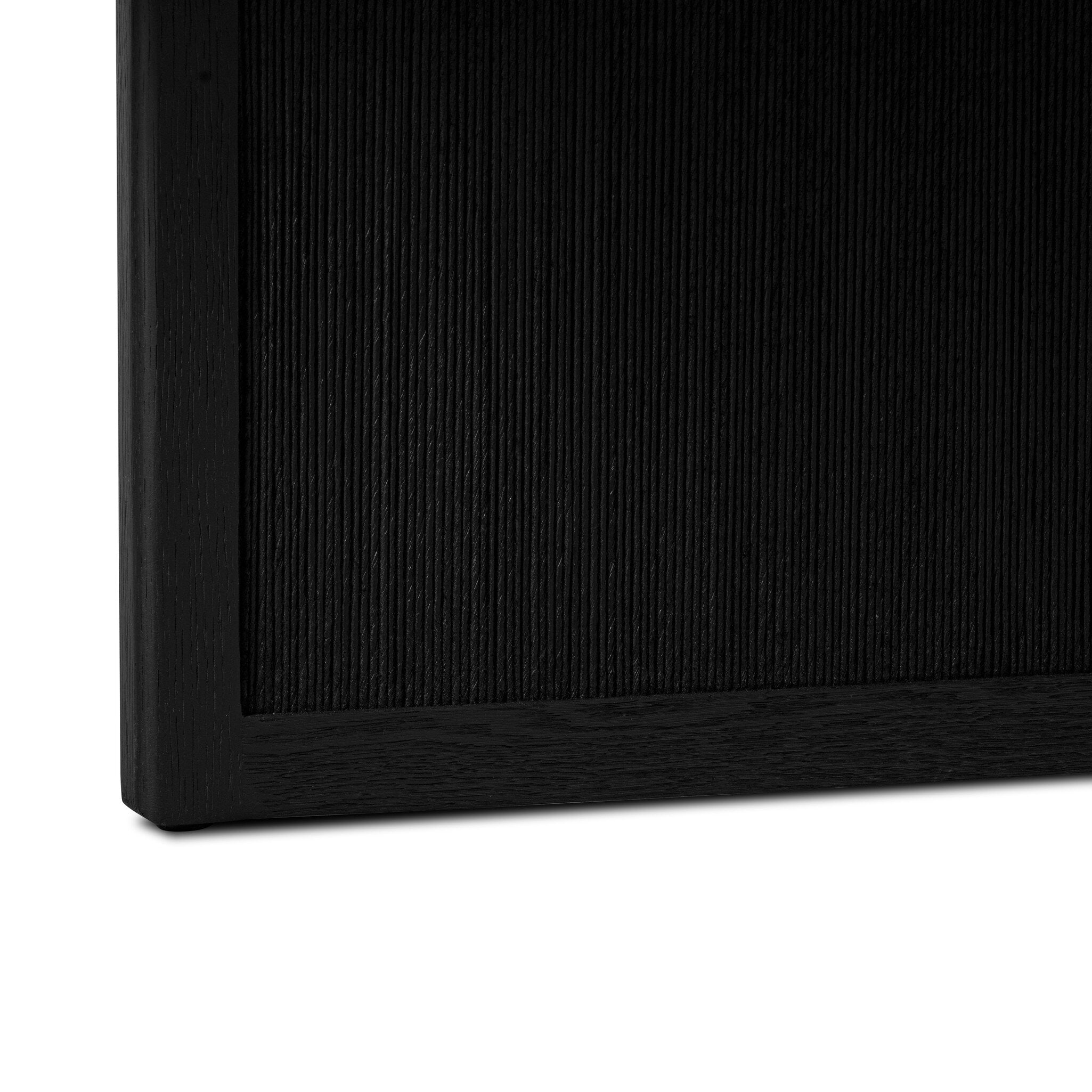 Four Hands Rosenell Round Coffee Table — Black Oak Veneer-Black Oak Solid-Black Paper Cord