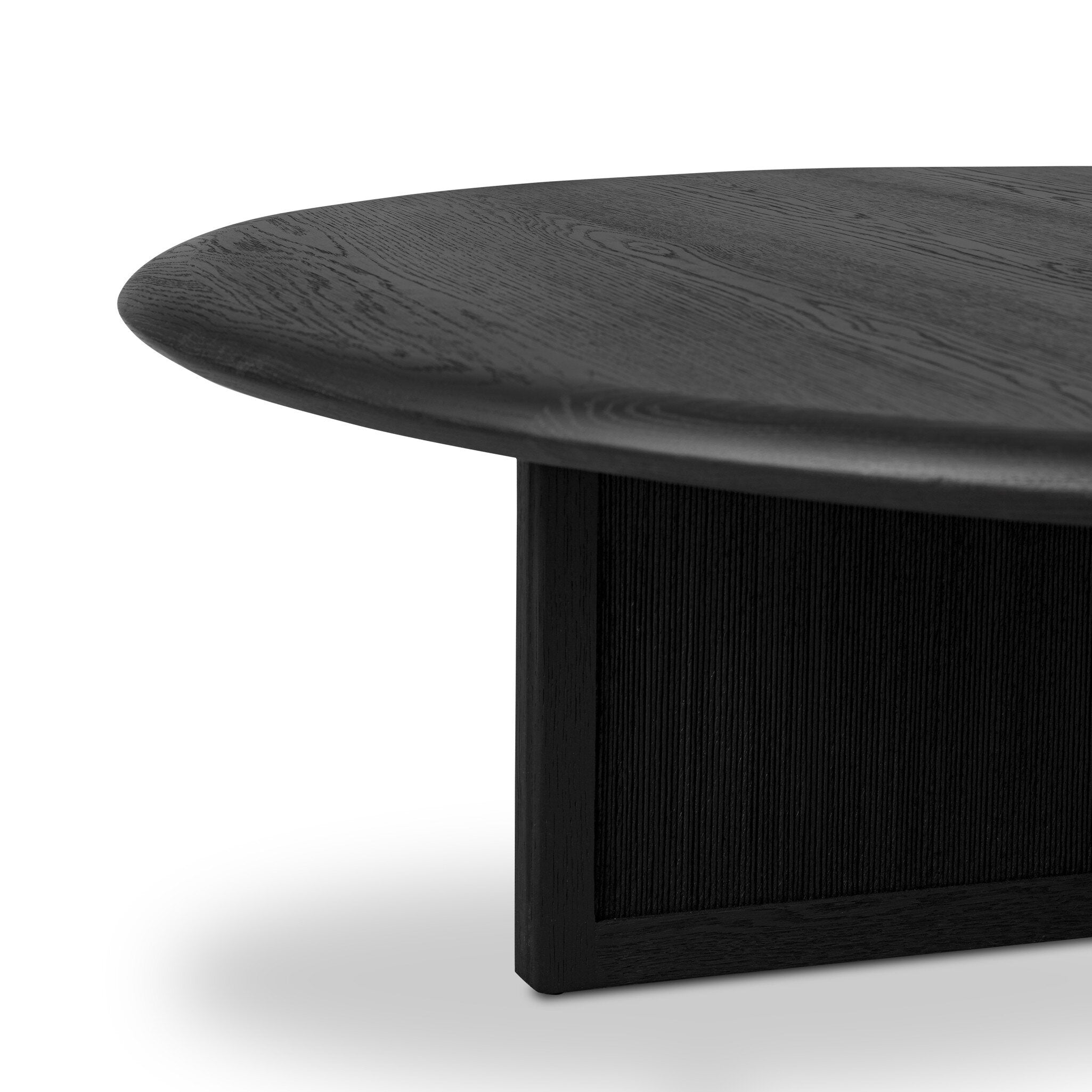 Four Hands Rosenell Round Coffee Table — Black Oak Veneer-Black Oak Solid-Black Paper Cord