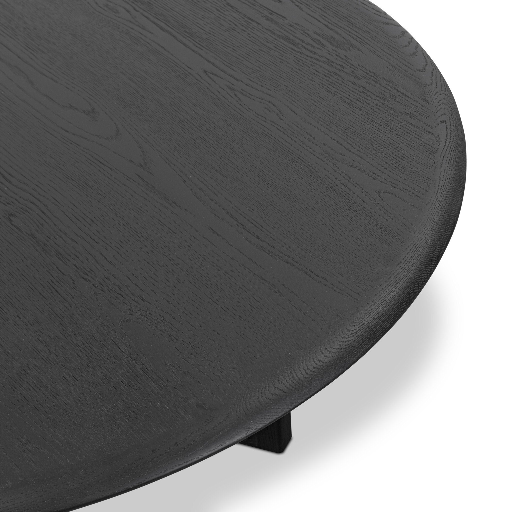 Four Hands Rosenell Round Coffee Table — Black Oak Veneer-Black Oak Solid-Black Paper Cord