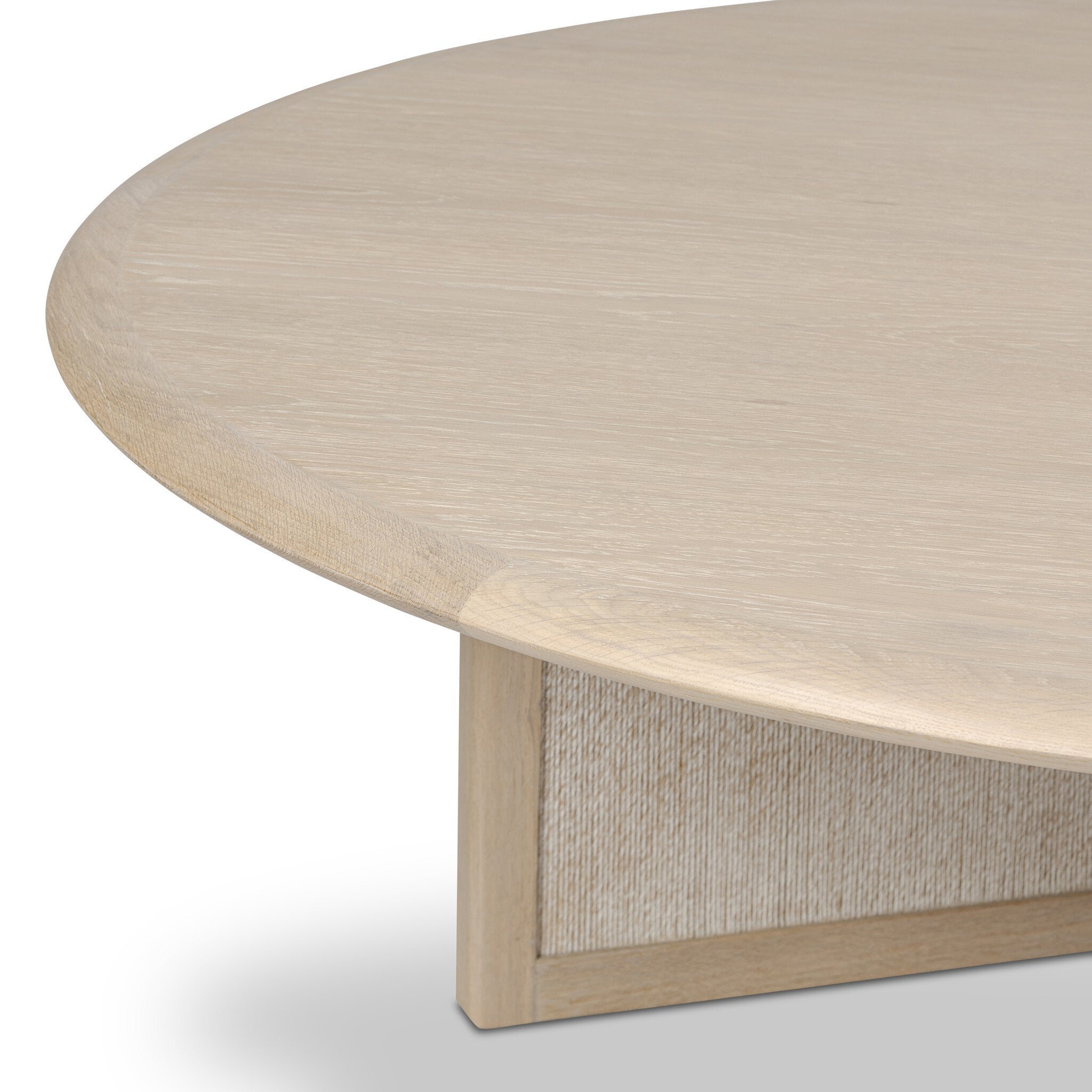 Four Hands Rosenell Round Coffee Table — Natural Oak Veneer-Natural Oak Solid-Natural Paper Cord