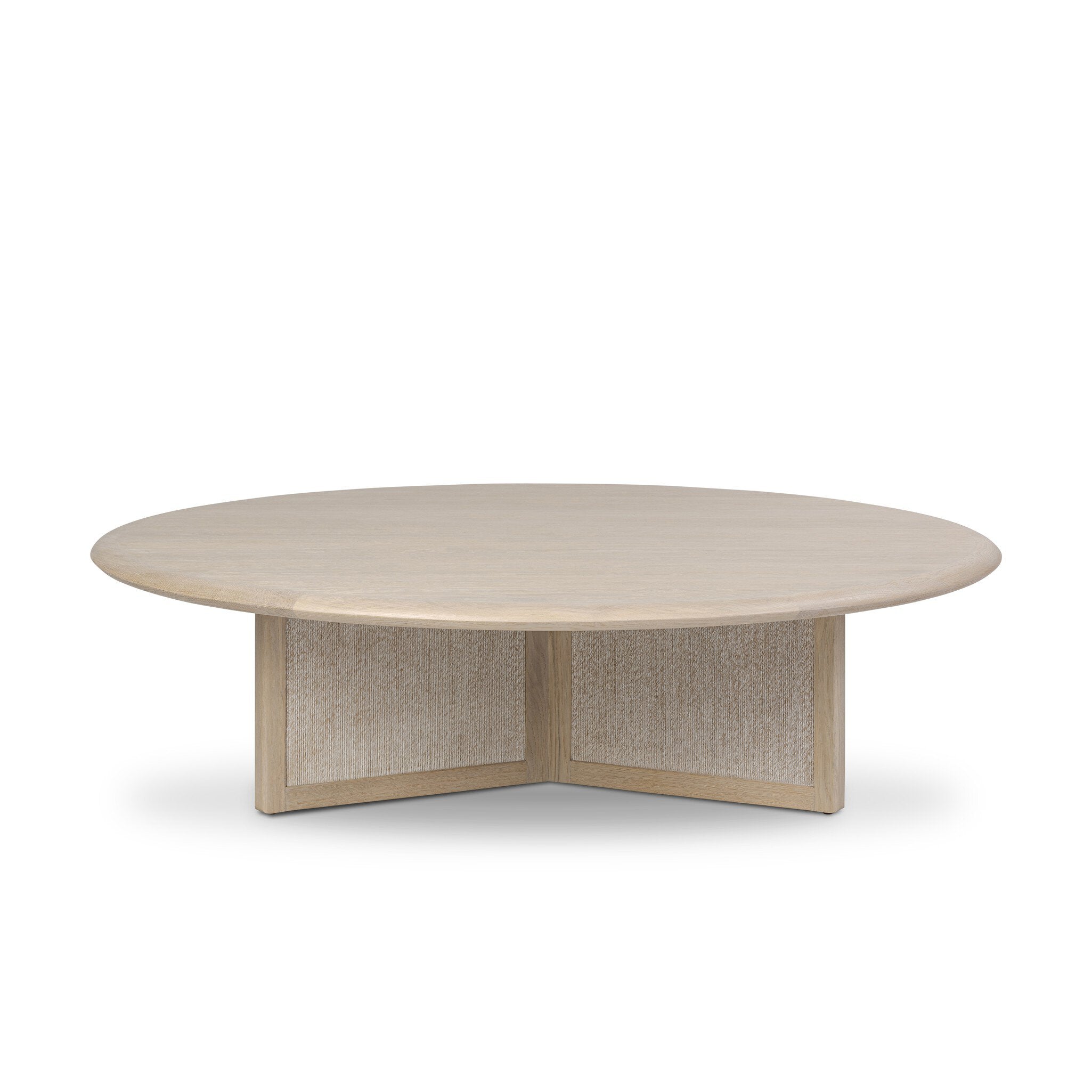Four Hands Rosenell Round Coffee Table — Natural Oak Veneer-Natural Oak Solid-Natural Paper Cord