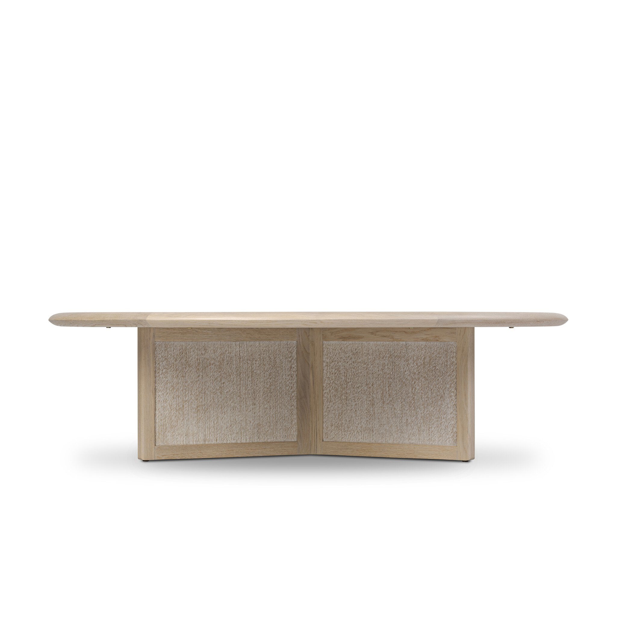 Four Hands Rosenell Round Coffee Table — Natural Oak Veneer-Natural Oak Solid-Natural Paper Cord