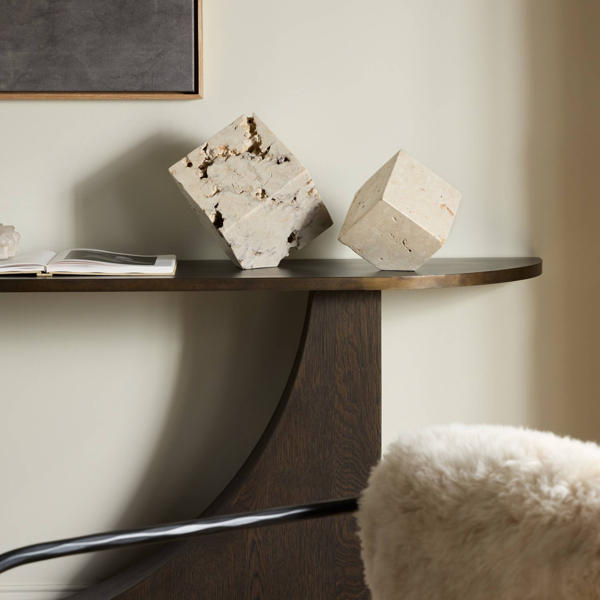 Four Hands Travertine Cube Sculpture Set — Romano Fosse Travertine
