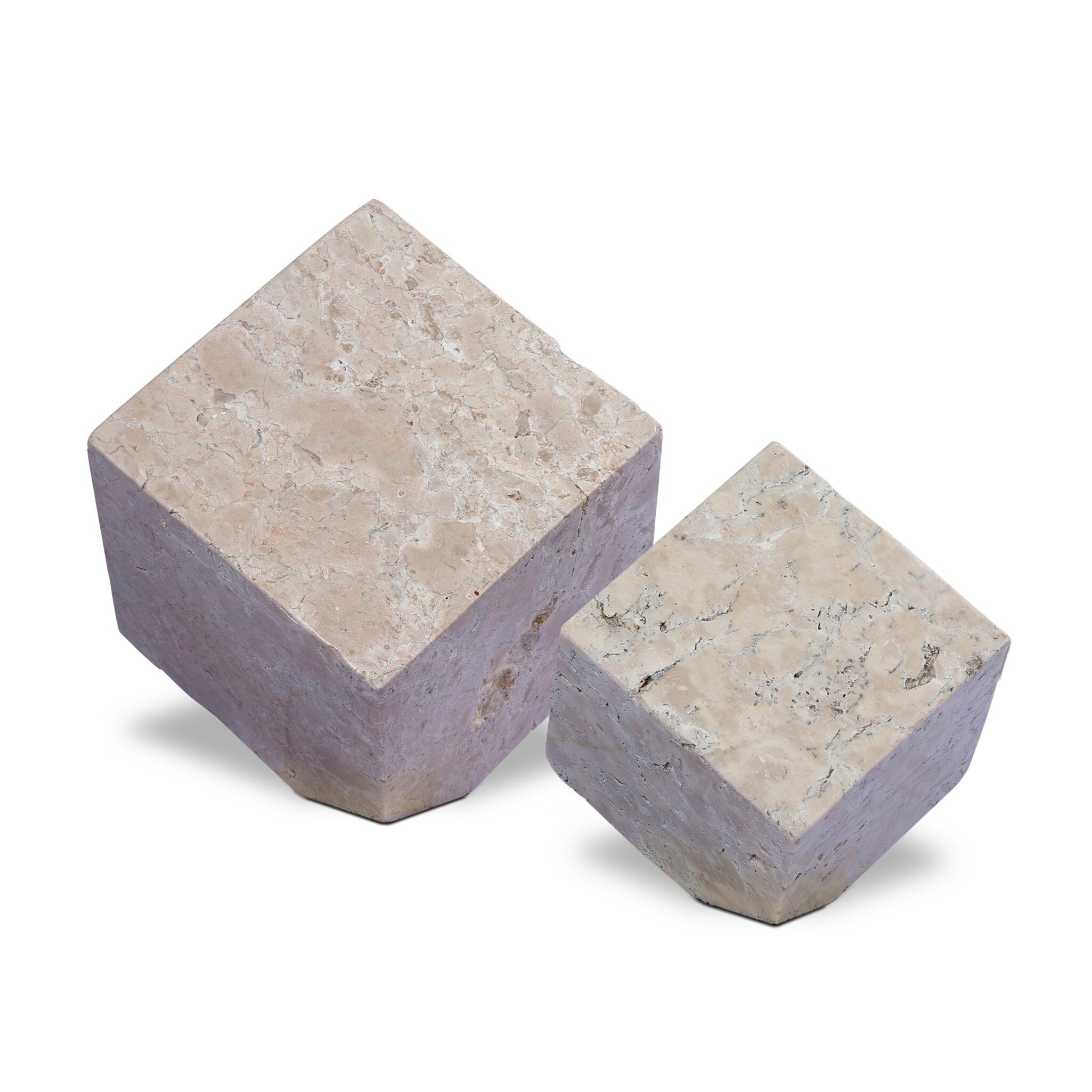 Four Hands Travertine Cube Sculpture Set — Romano Fosse Travertine