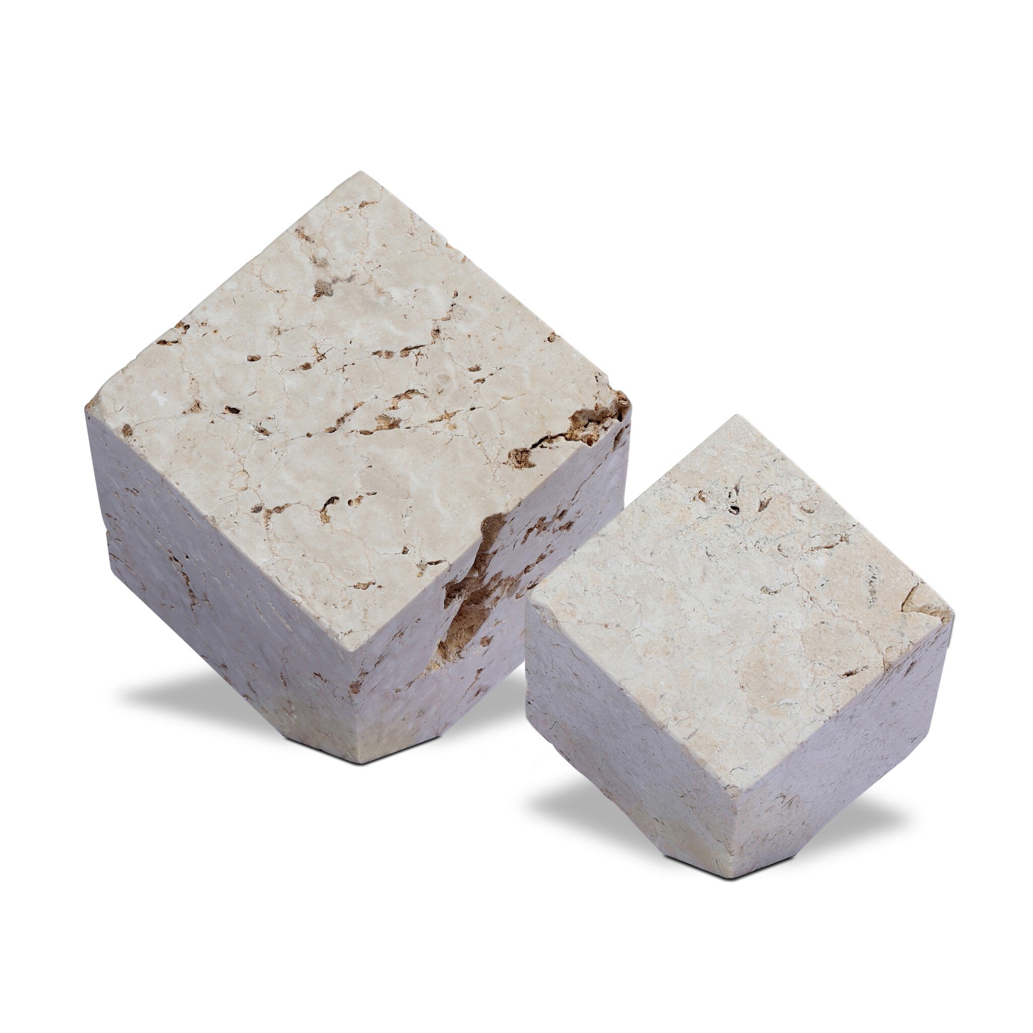 Four Hands Travertine Cube Sculpture Set — Romano Fosse Travertine