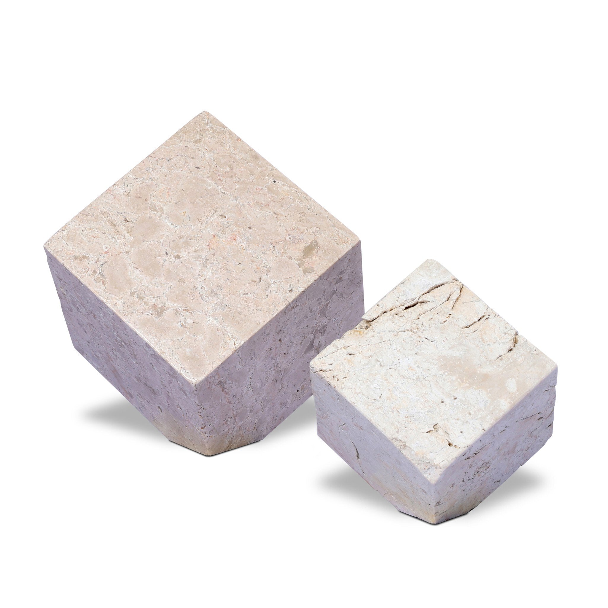 Four Hands Travertine Cube Sculpture Set — Romano Fosse Travertine