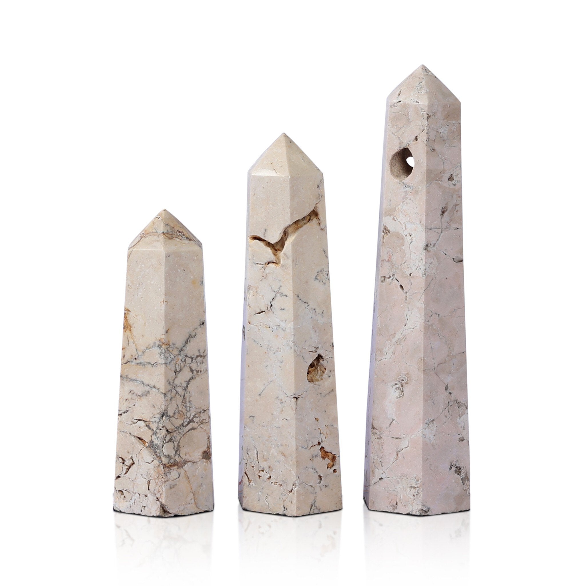 Four Hands Travertine Obelisk Set — Romano Fosse Travertine