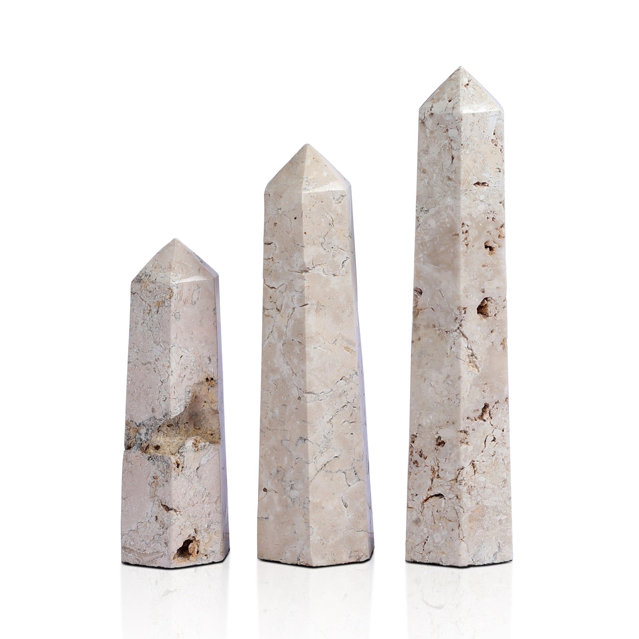 Four Hands Travertine Obelisk Set — Romano Fosse Travertine