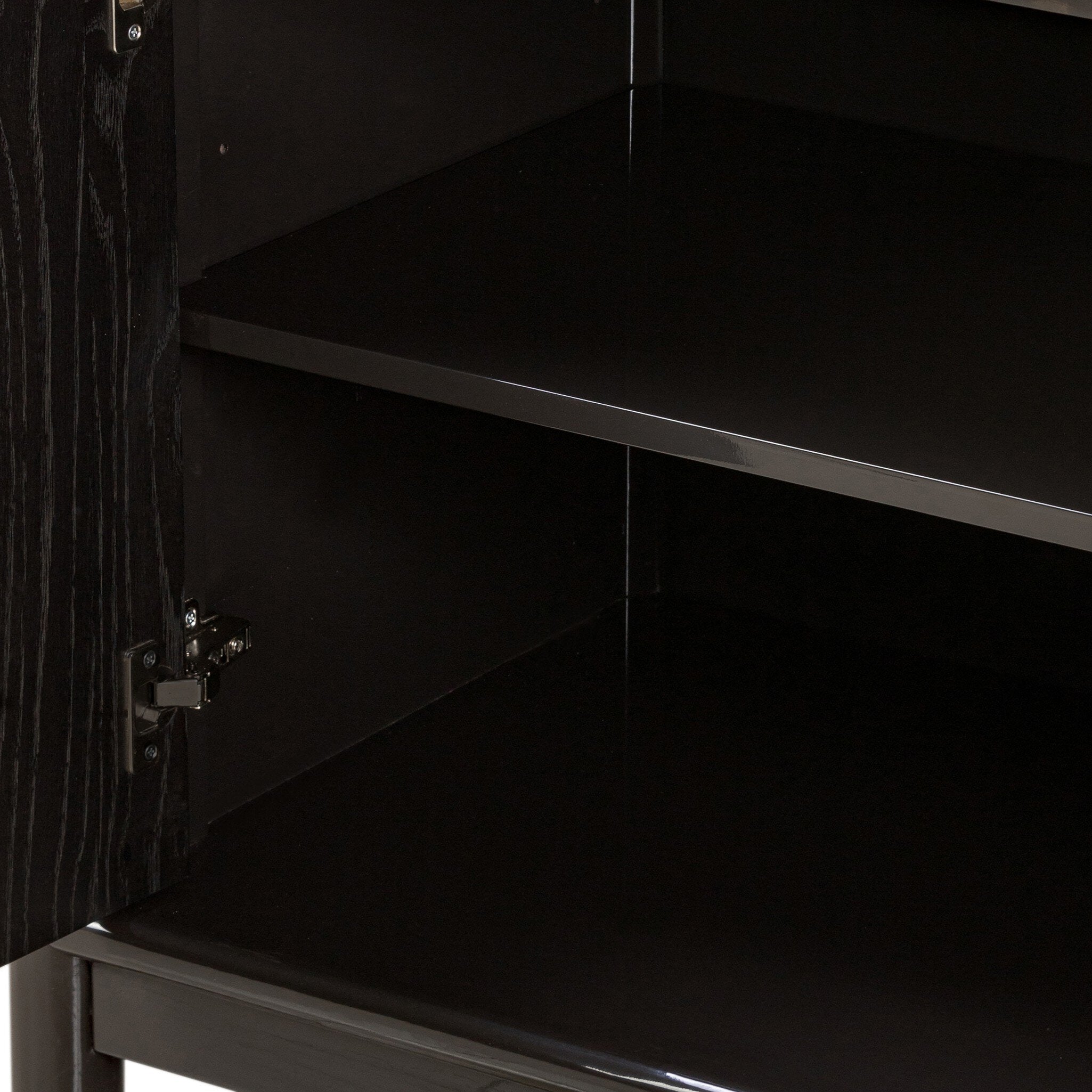 Four Hands Vinco Sideboard — Worn Black Oak-Black Onyx Lacquer-Oil Rubbed Bronze
