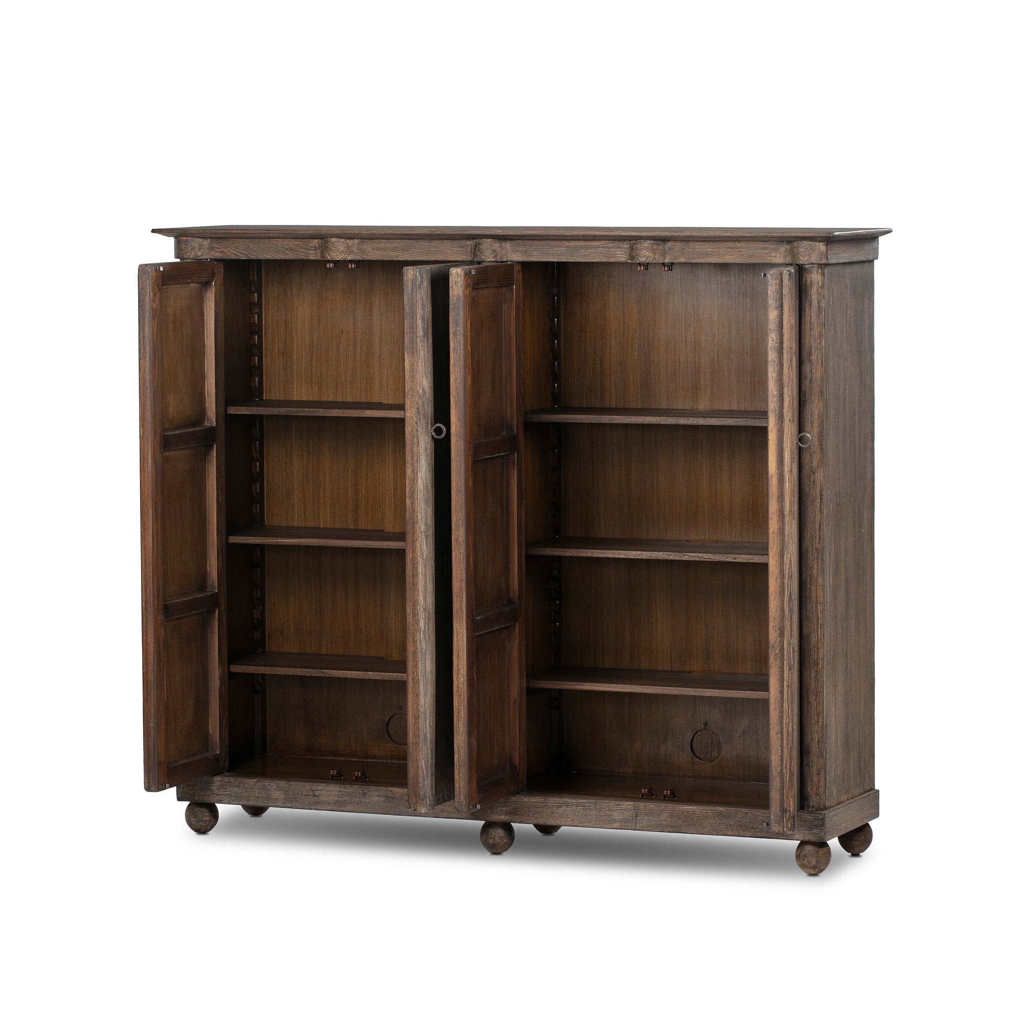 Four Hands Alcott Cabinet — Distressed Cocoa Pine-Distressed Cocoa Pine Veneer-Aged Iron