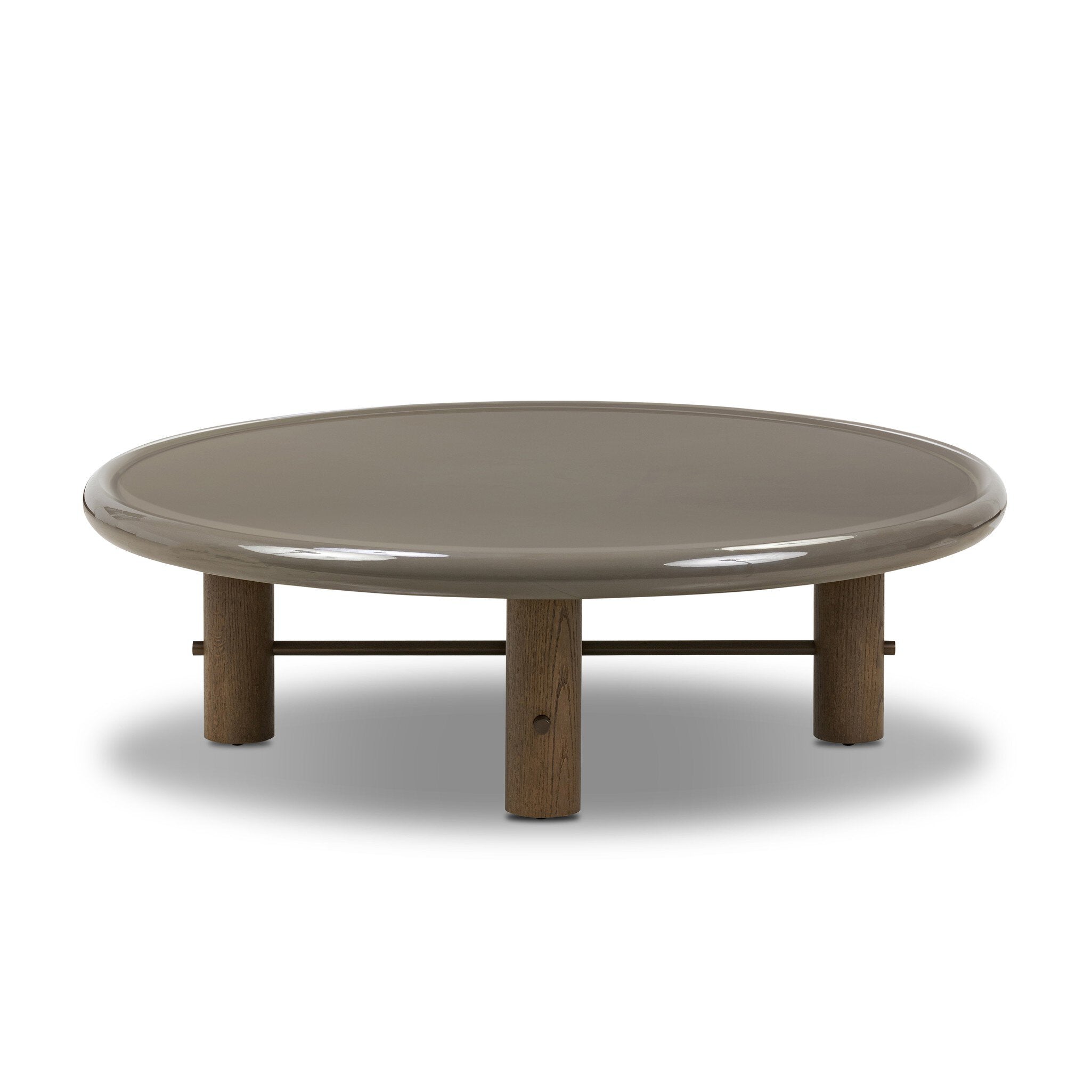 Four Hands Zia Coffee Table — Olive Lacquer-Umber Oak Solid-Polished Bronze