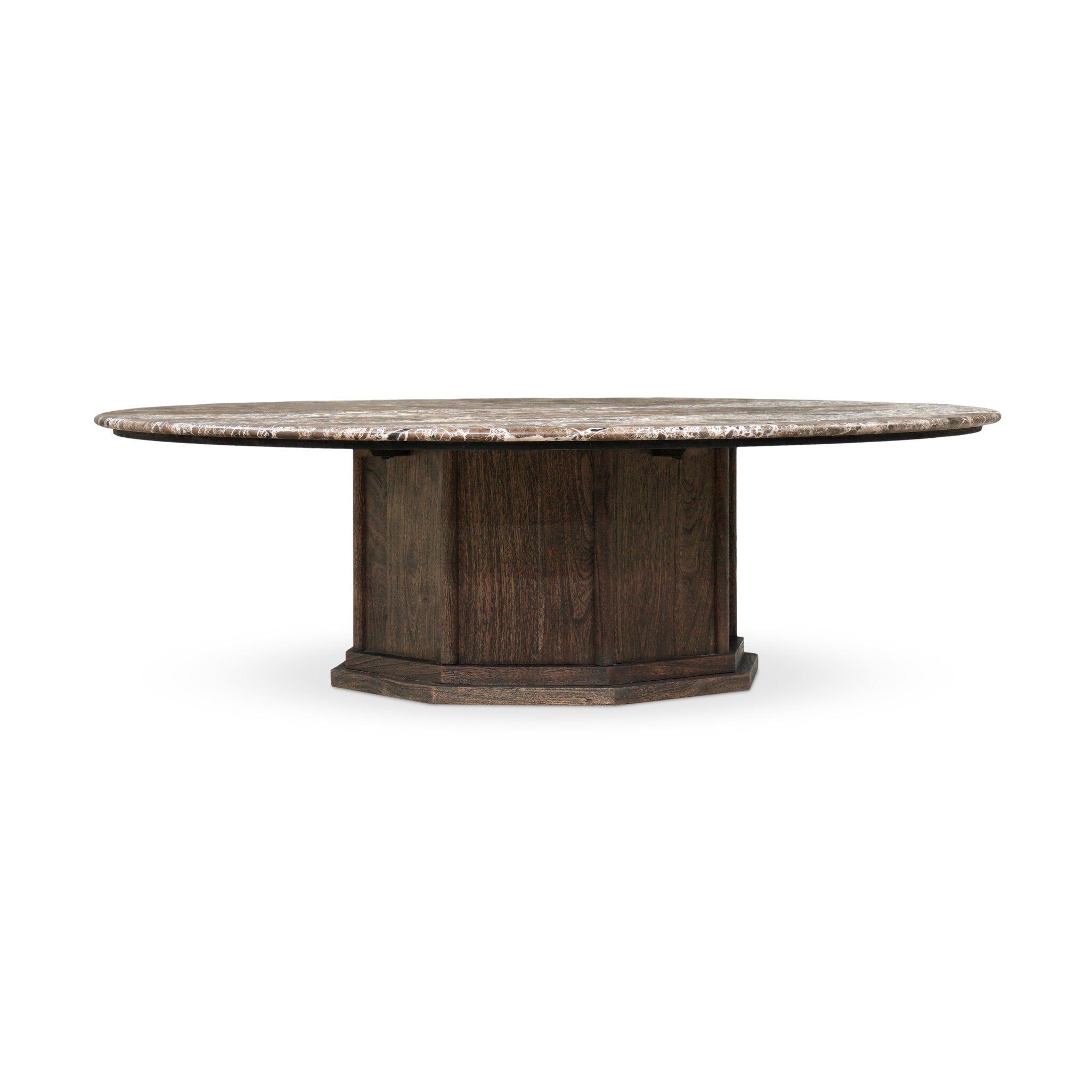 Four Hands Pavlo Coffee Table — Dark Brown Acacia-Brown Marble