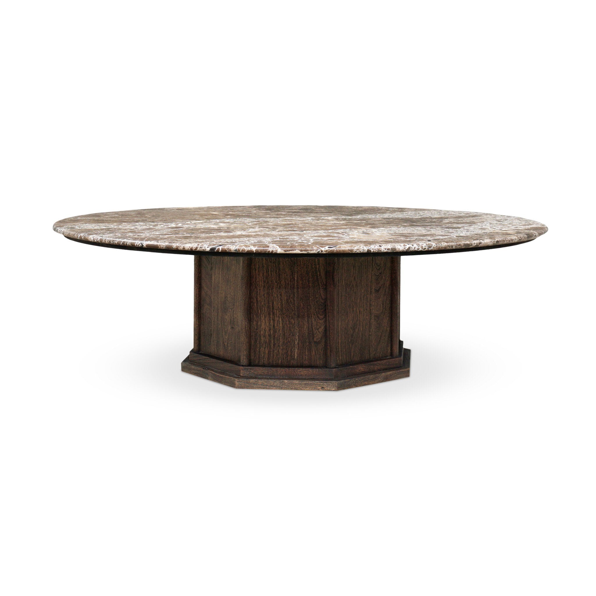 Four Hands Pavlo Coffee Table — Dark Brown Acacia-Brown Marble