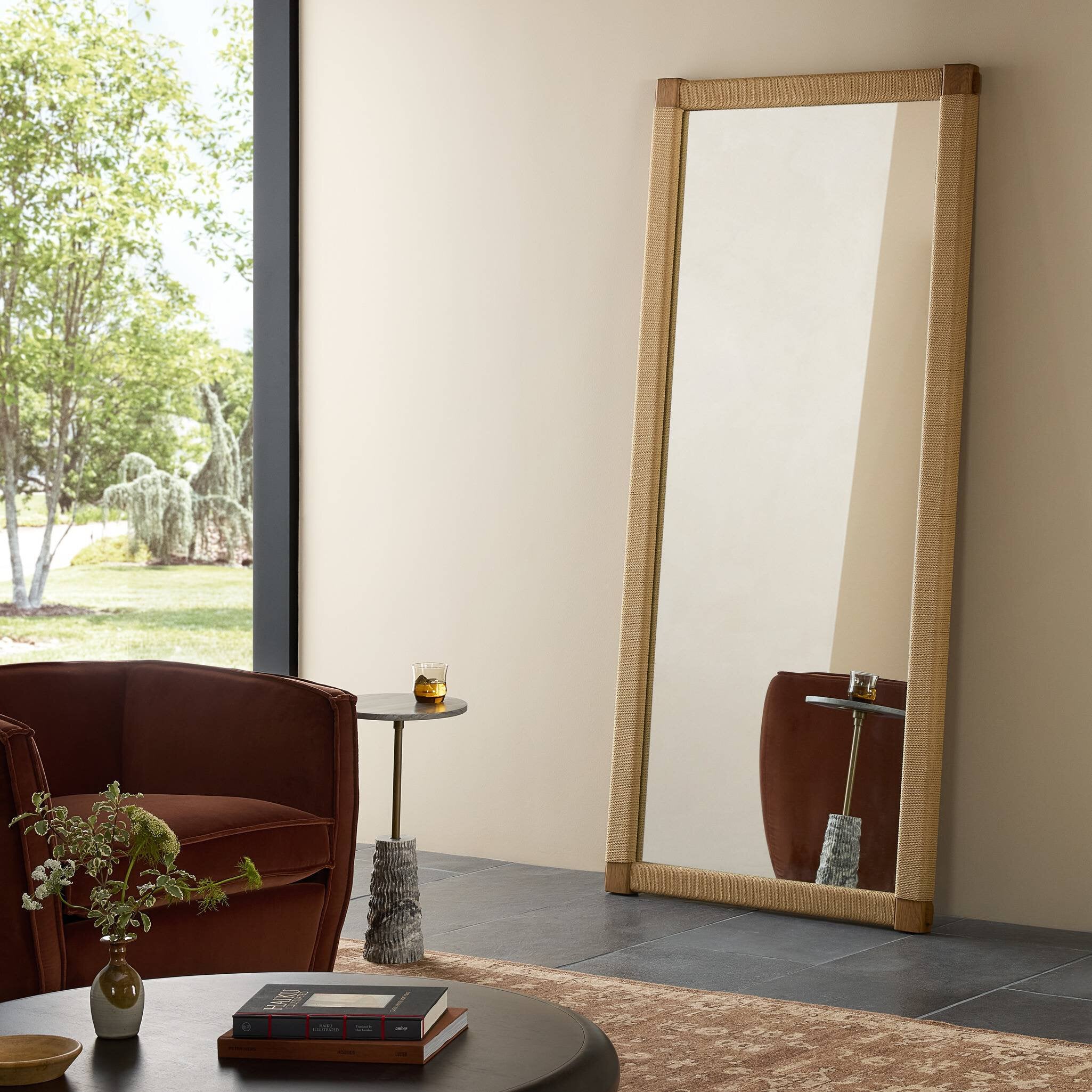 Four Hands Janey Mirror — Fawn Oak-Natural Paper Cord
