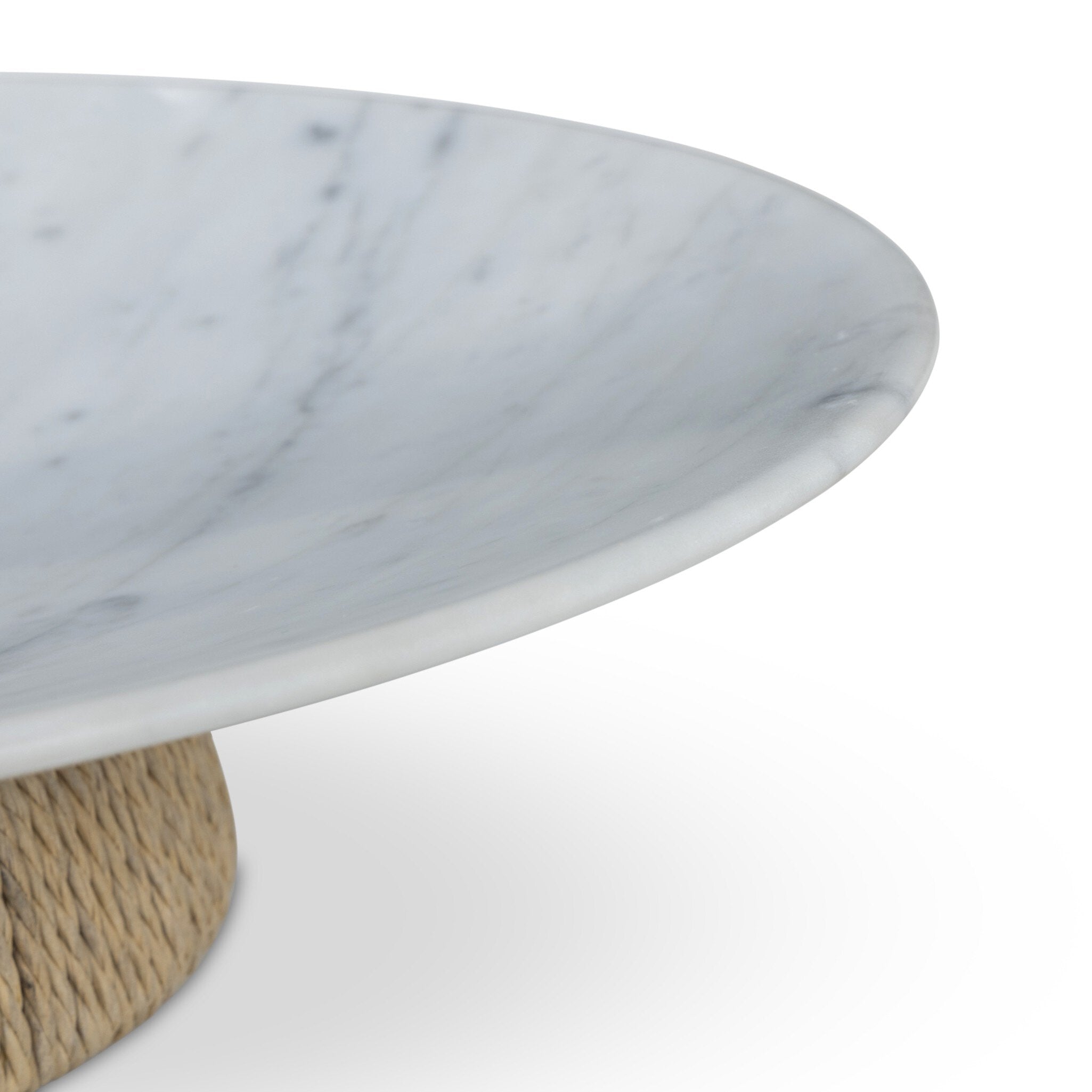 Four Hands Divya Bowl — White Statuario Marble-Paper Cord