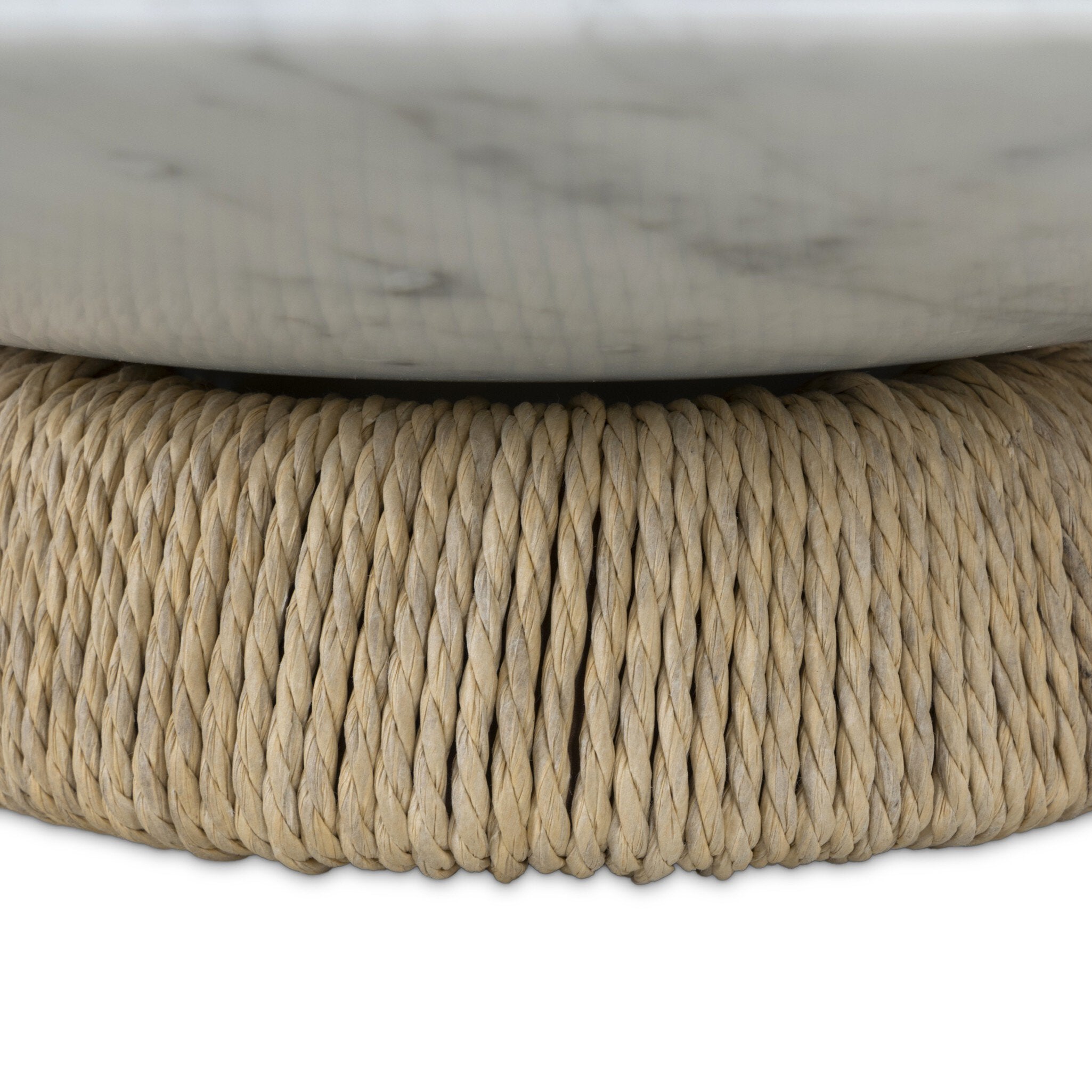 Four Hands Divya Bowl — White Statuario Marble-Paper Cord