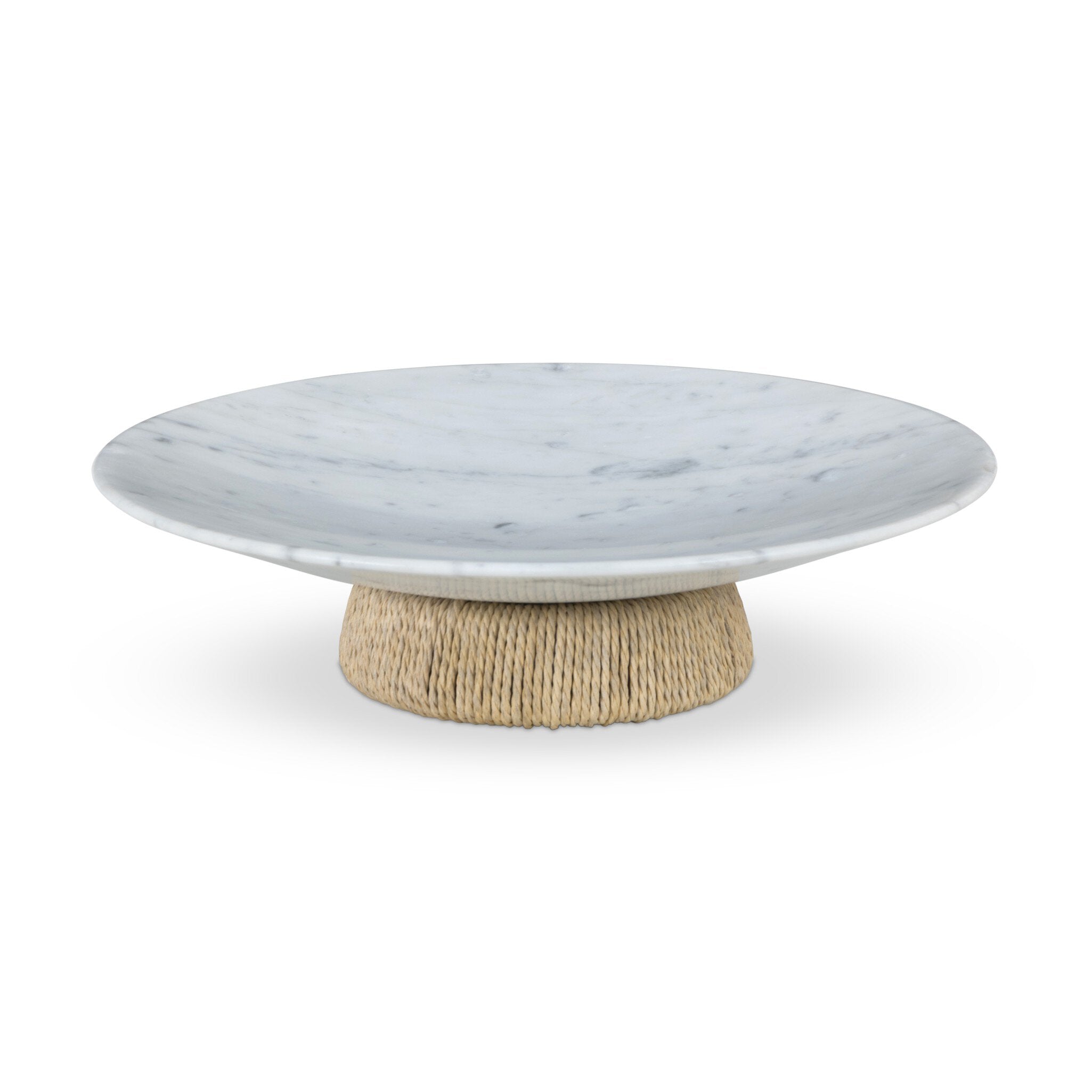 Four Hands Divya Bowl — White Statuario Marble-Paper Cord