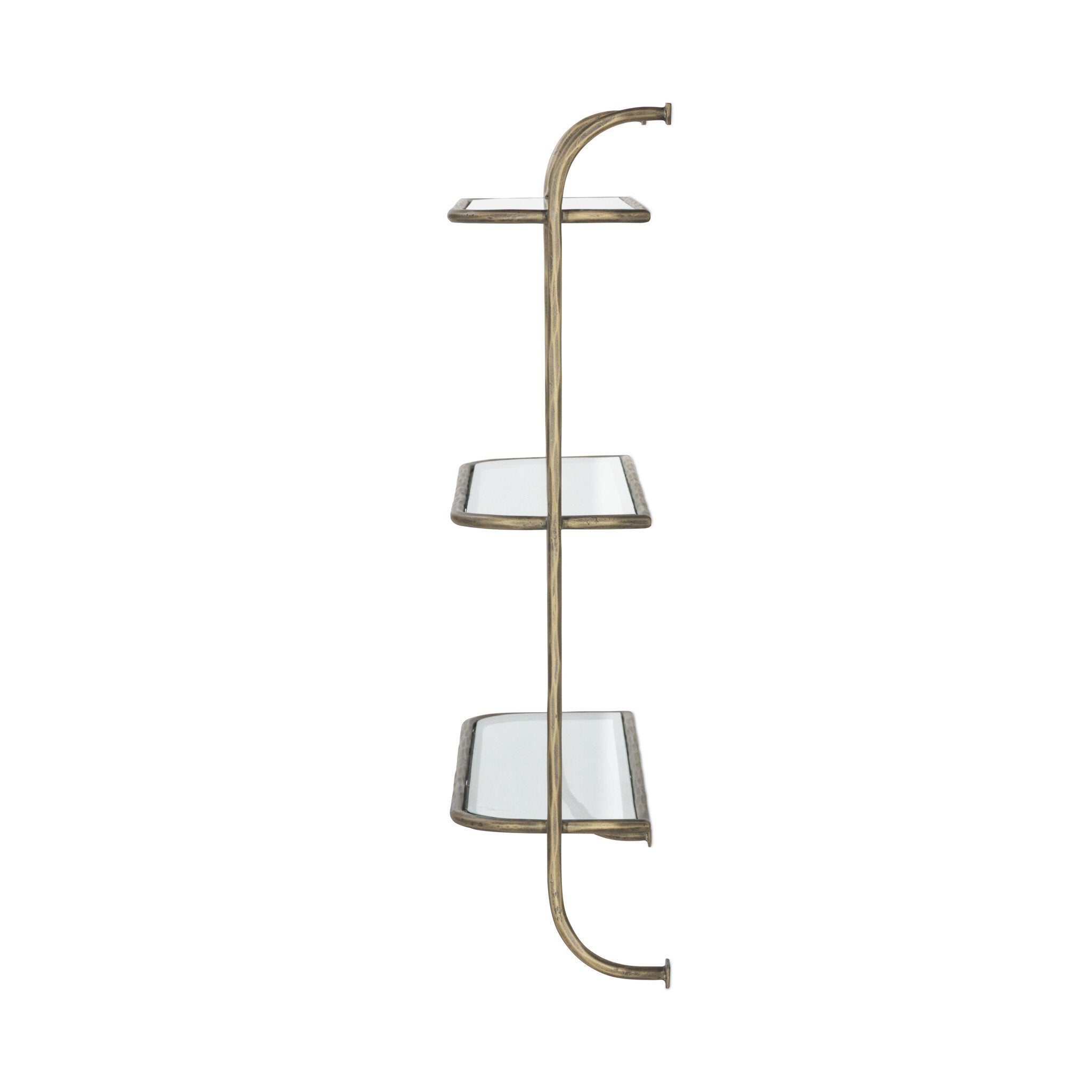 Four Hands Swinton Shelf — Hammered Aged Brass-Tempered Glass