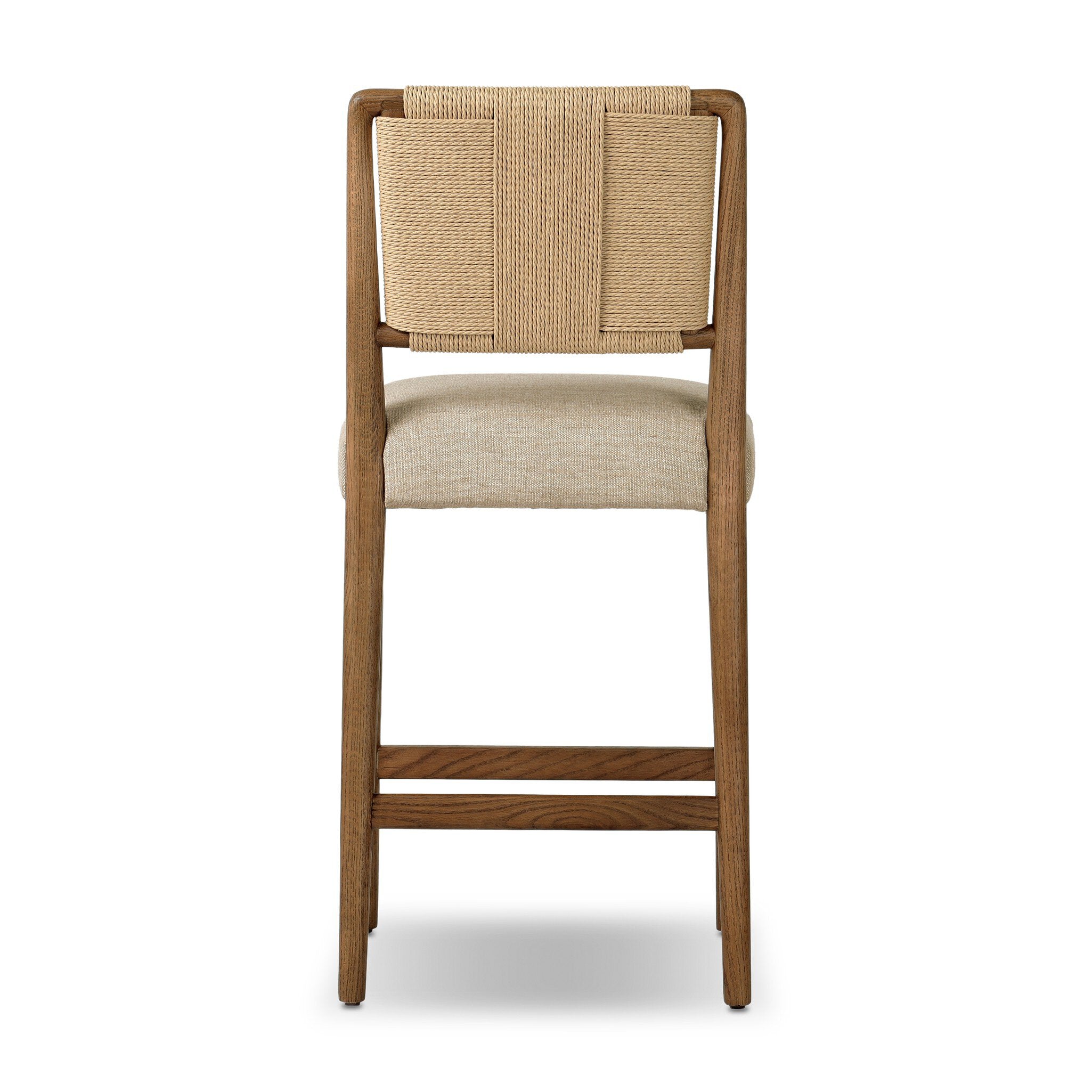 Four Hands Rothler Bar + Counter Stool — Alcala Wheat-Tan Ash-Double Twisted Paper Cord-Counter