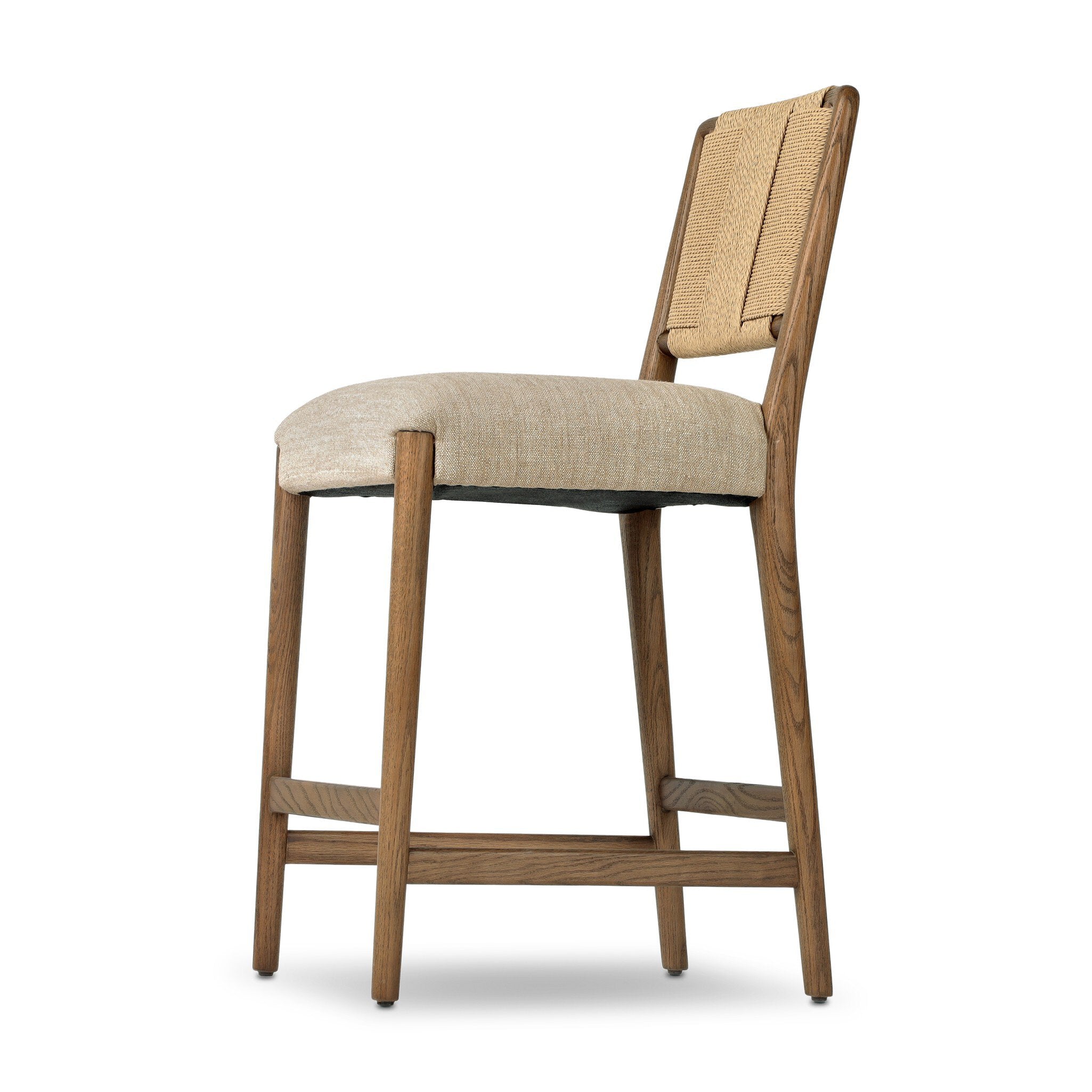 Four Hands Rothler Bar + Counter Stool — Alcala Wheat-Tan Ash-Double Twisted Paper Cord-Counter