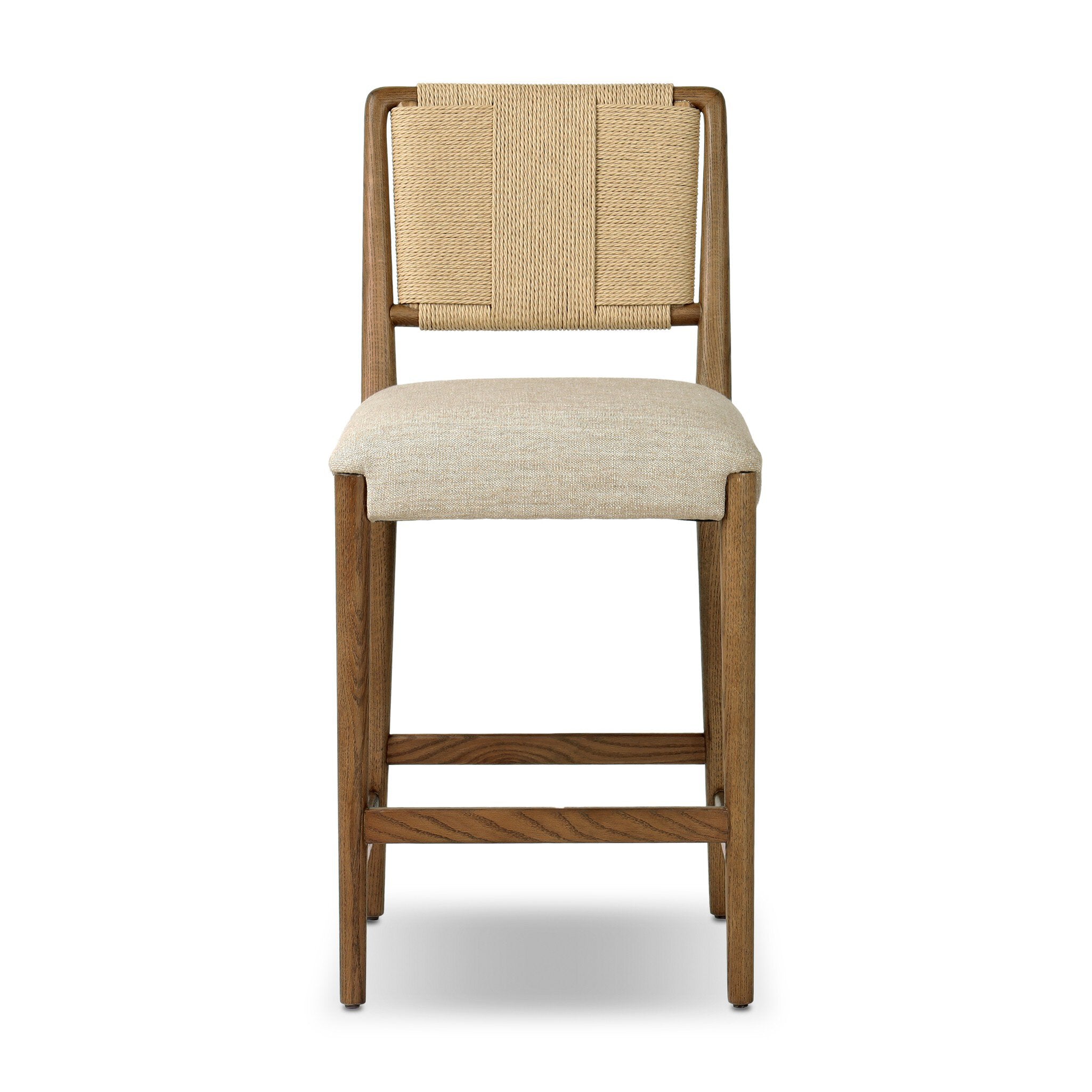 Four Hands Rothler Bar + Counter Stool — Alcala Wheat-Tan Ash-Double Twisted Paper Cord-Counter