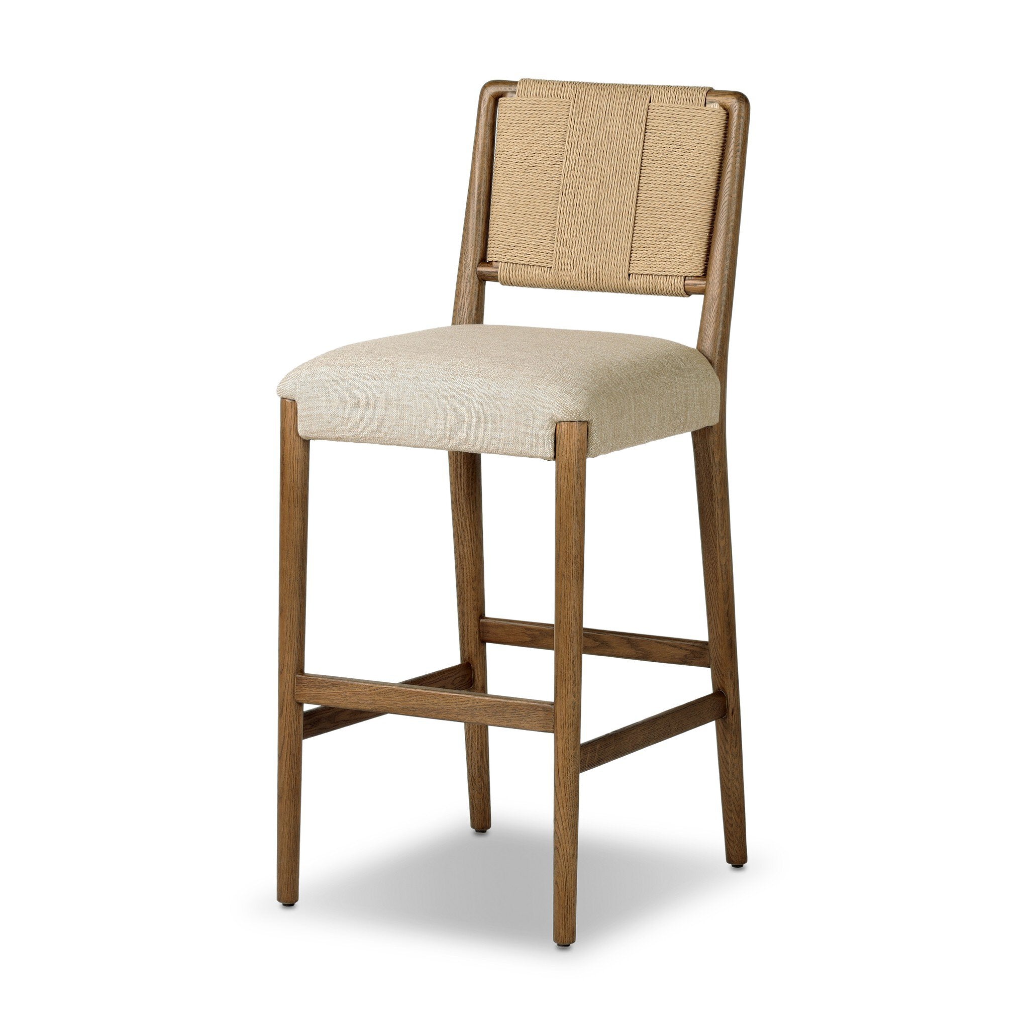 Four Hands Rothler Bar + Counter Stool — Alcala Wheat-Tan Oak-Double Twisted Paper Cord-Bar