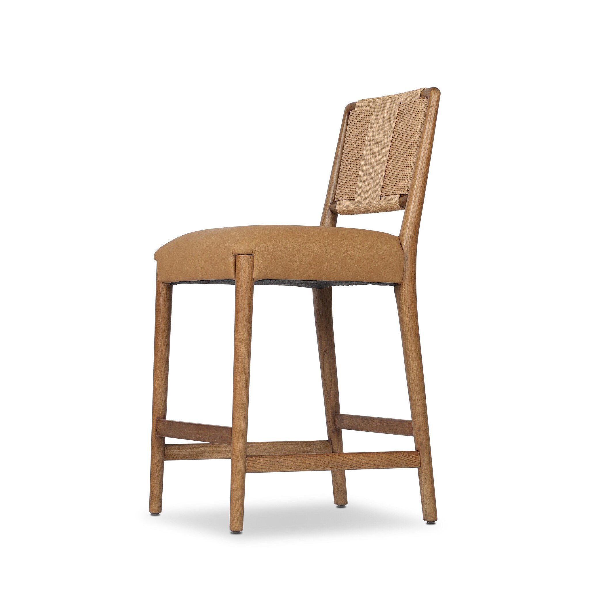 Four Hands Rothler Bar + Counter Stool — Maestro Camel-Tan Ash-Double Twisted Paper Cord-Counter
