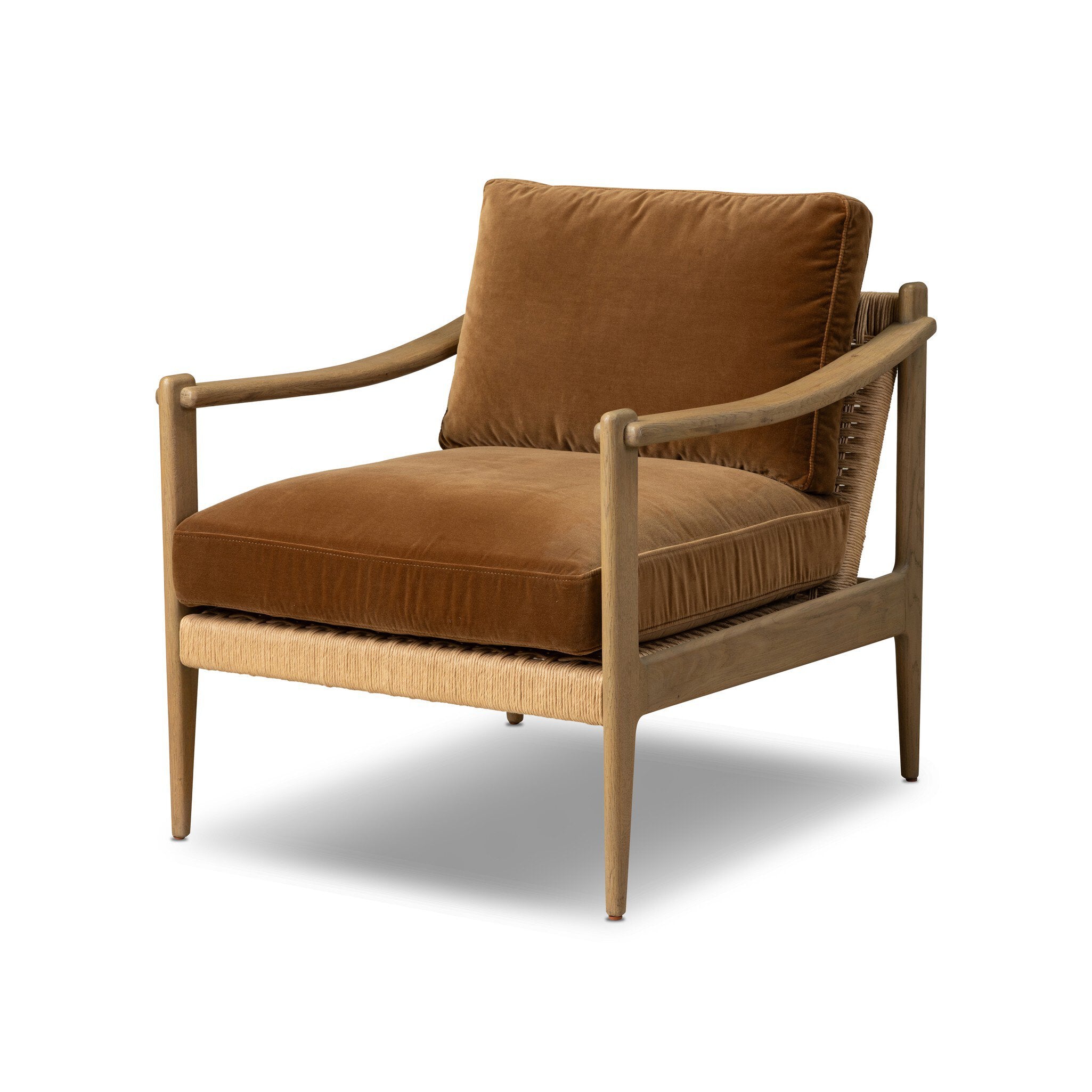 Four Hands Barwin Chair — Surrey Ochre-Aged Natural Oak-Natural Paper Cord - 4mm