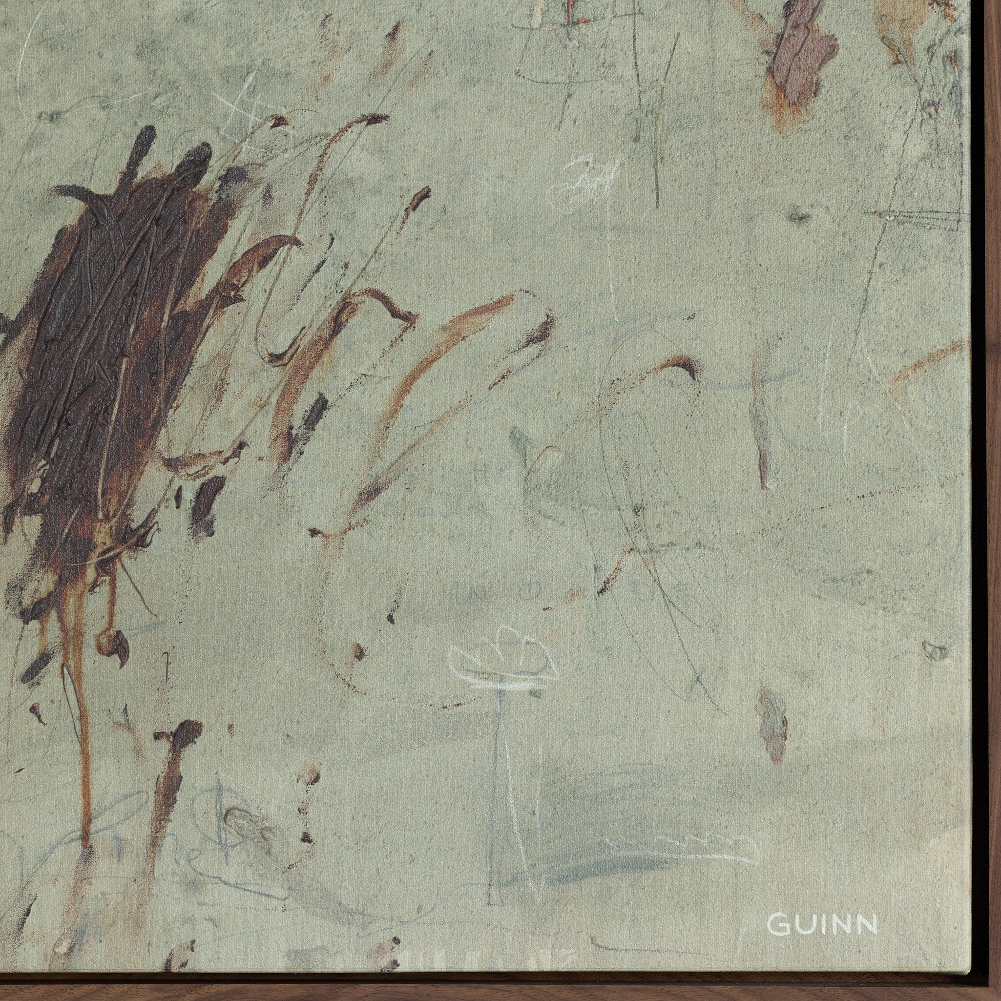Four Hands At Peace and In Place by Tyler Guinn — 250894-003 - 72.0x32.5-Rustic Walnut Floater-Statement